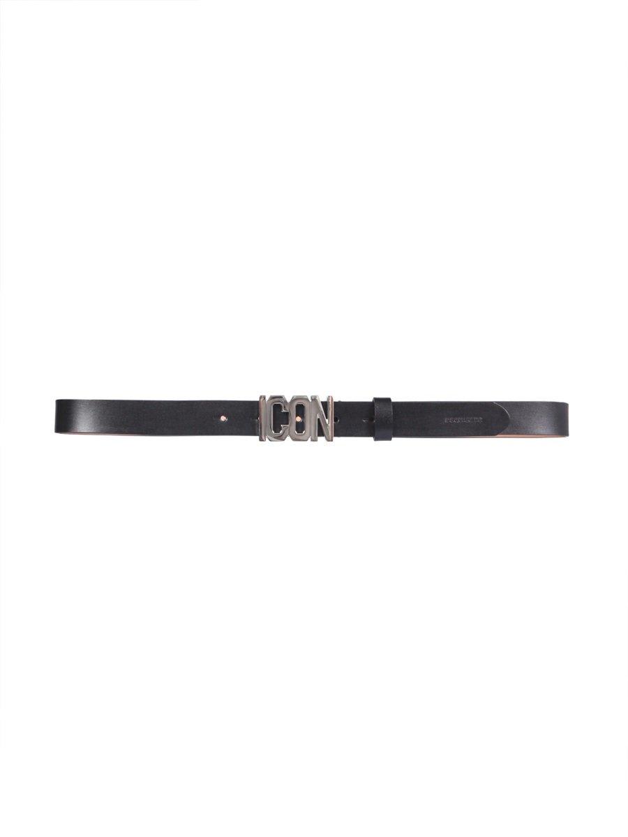 Shop Dsquared2 Icon Plaque Belt In Black E Palladium