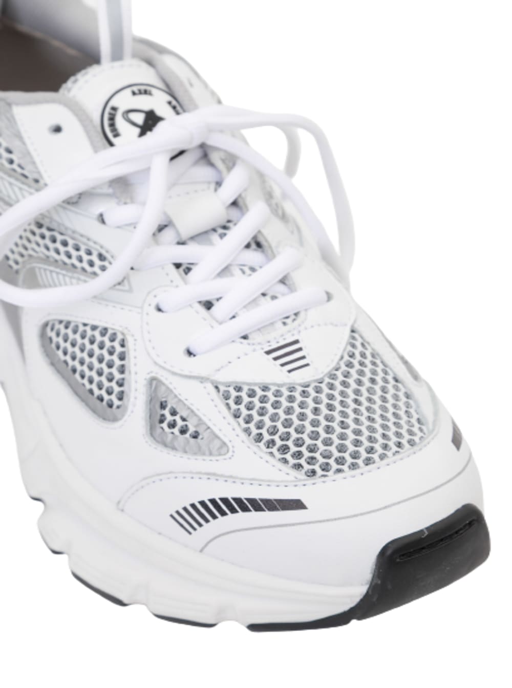 Shop Axel Arigato Marathon Runner Silver And White Sneakers Wth Logo In Leather Blend Man