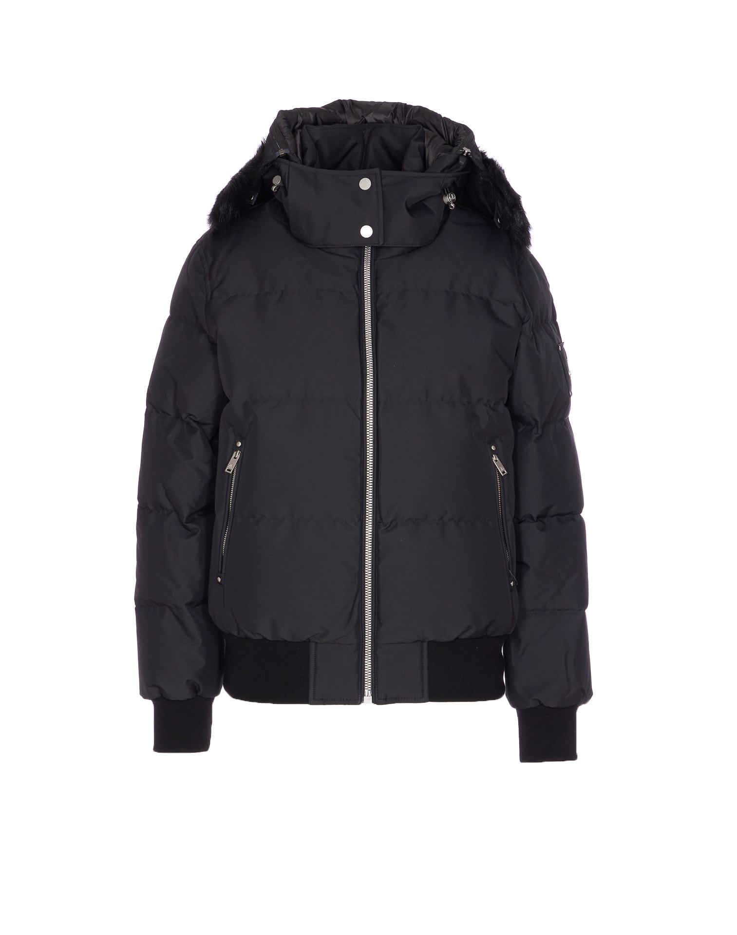 Moose Knuckles Puffy Black Jacket With High Collar In Black