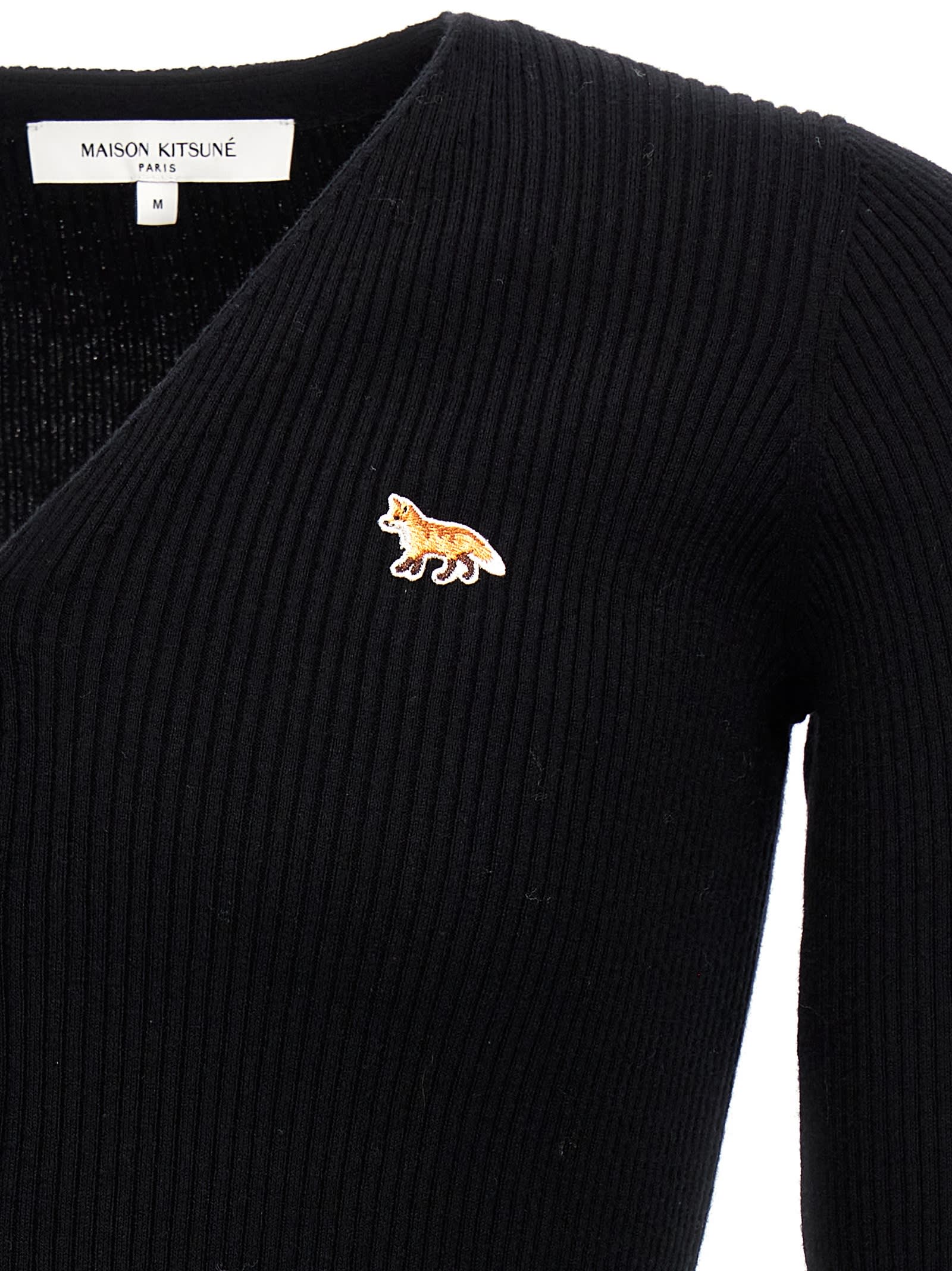 Shop Maison Kitsuné Baby Fox Cardigan In Black