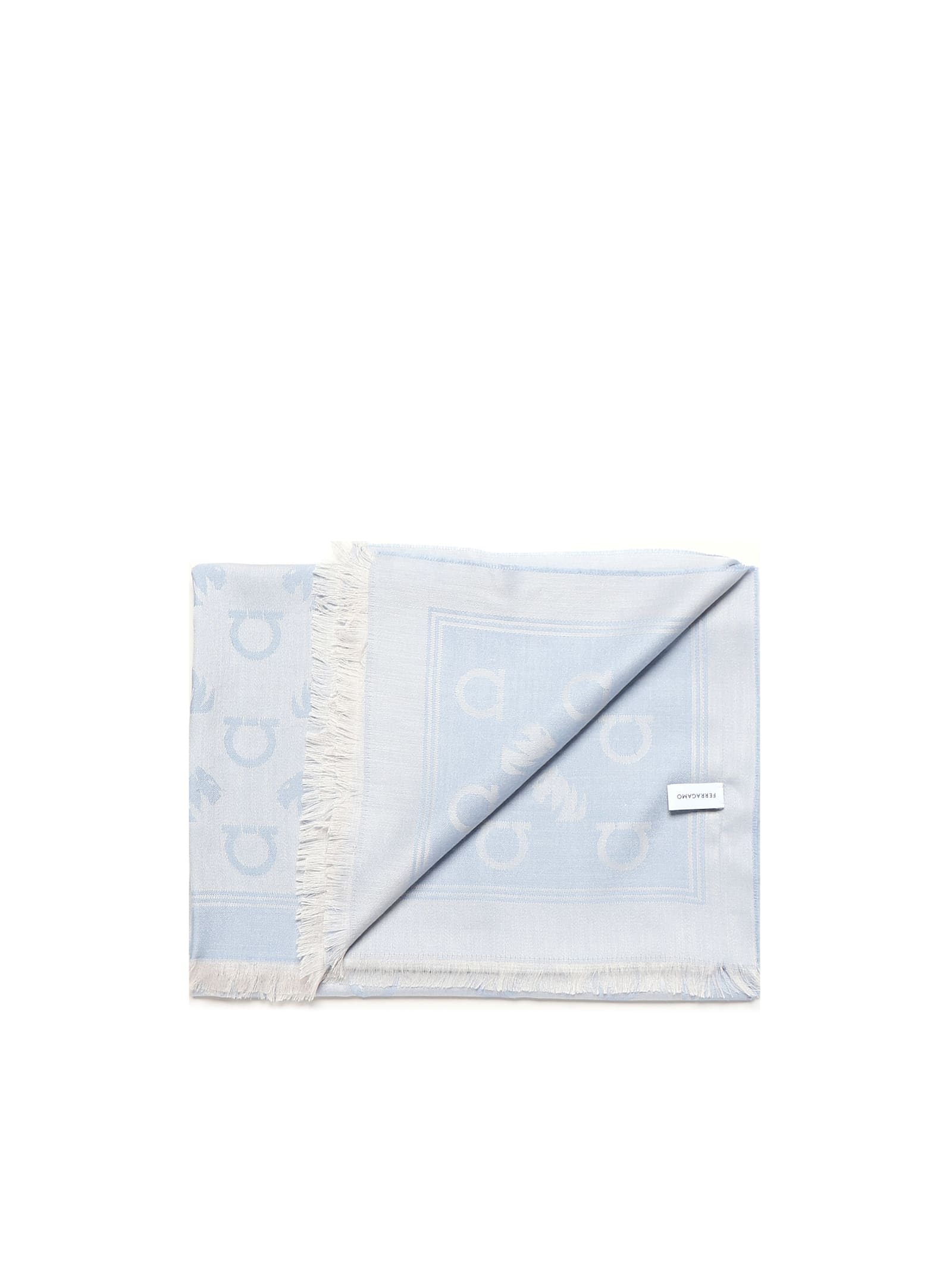 Ferragamo Gancini Monogram Jacquard Stole In Blue