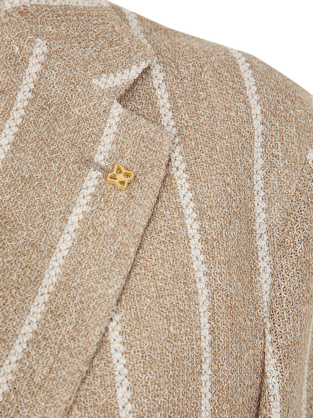 Shop Tagliatore Single Breasted Pinstriped Jacket In Camel Cream