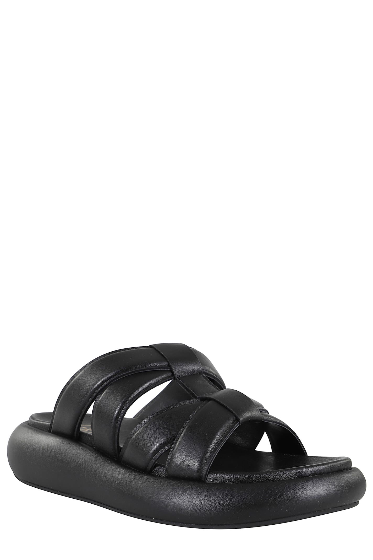 Ash Black Leather Vip Bis Sandals In Black
