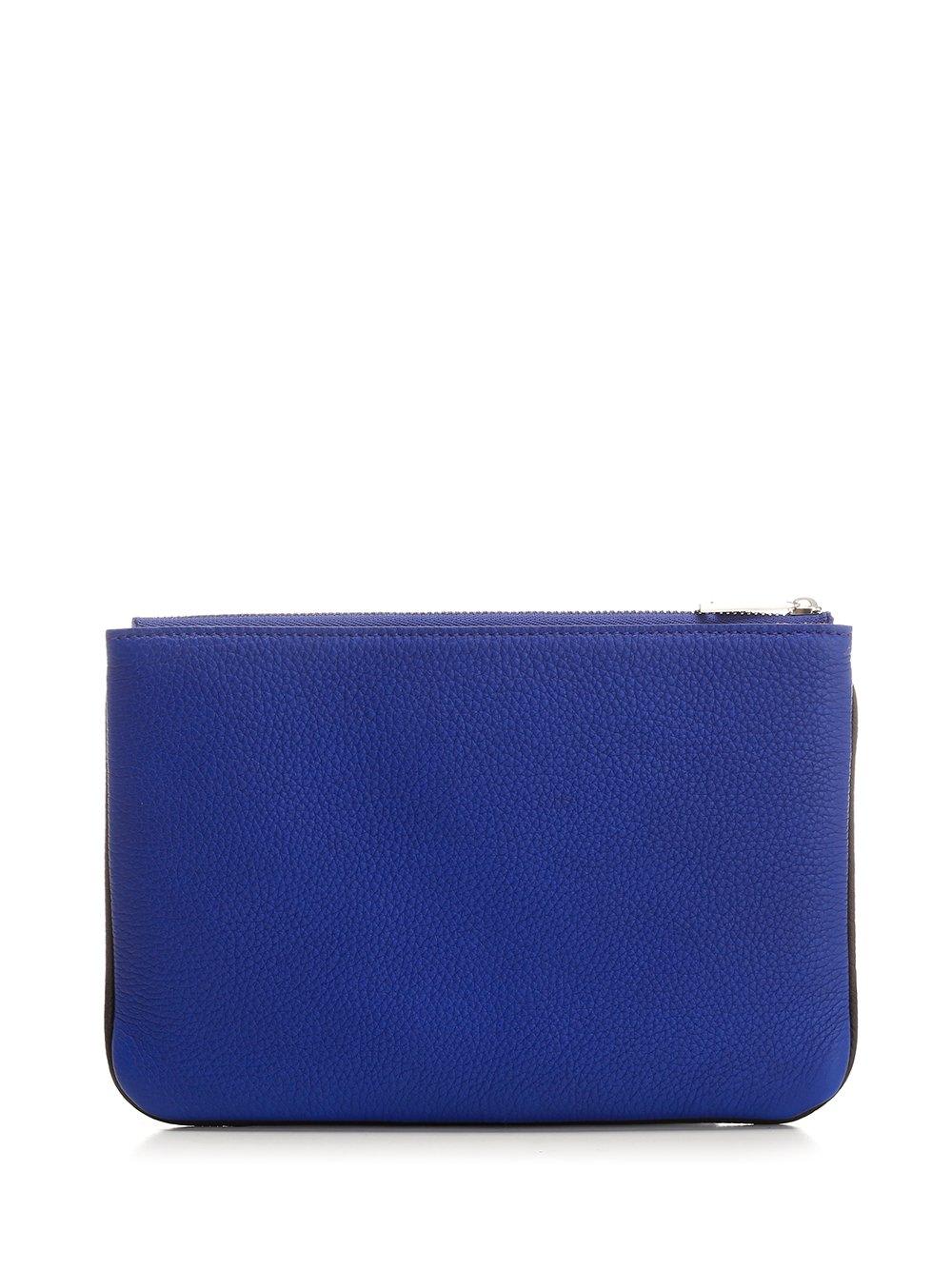 Shop Ferragamo Logo Printed Color-blocked Zipped Pouch