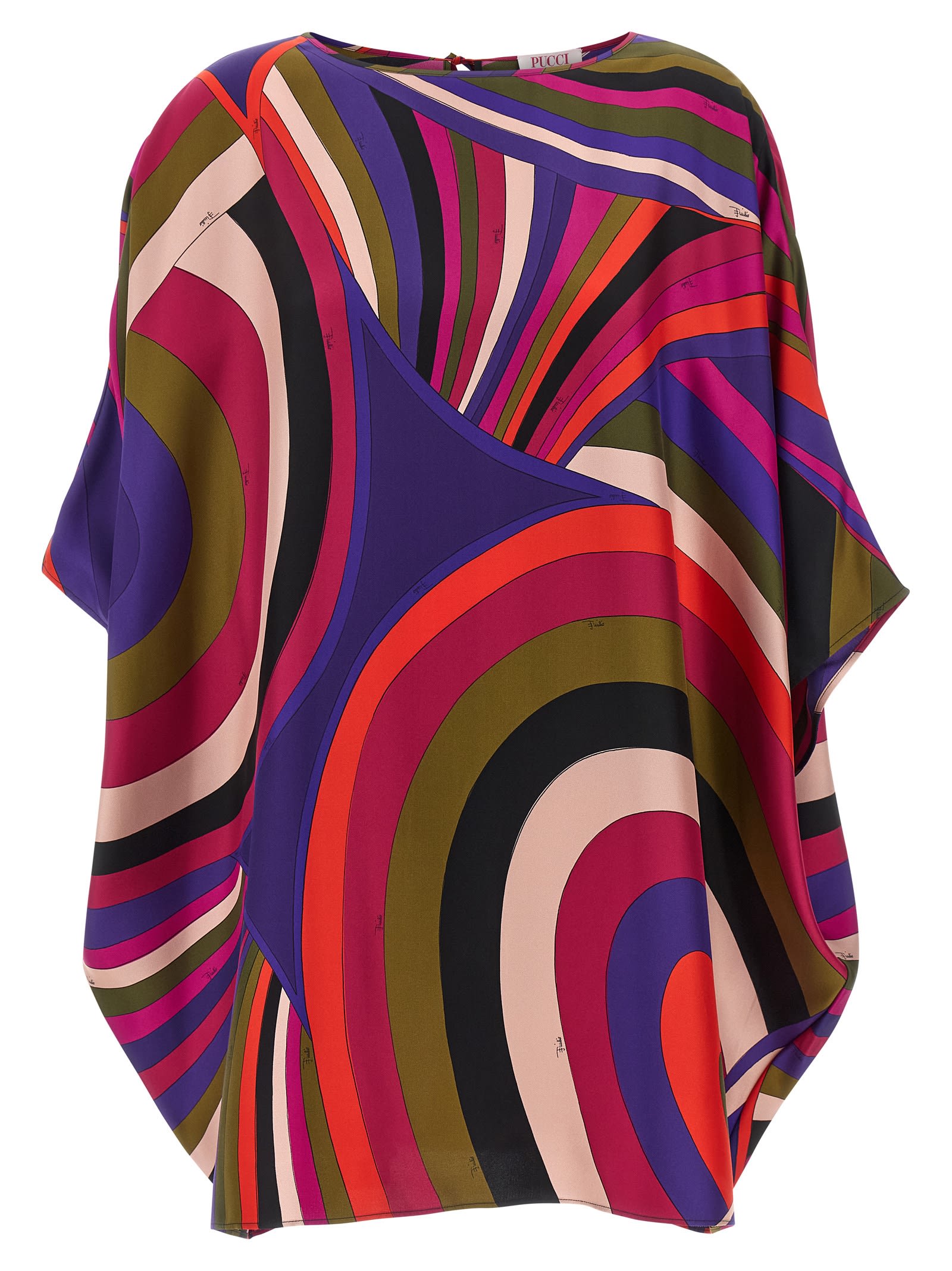 Pucci Iris Print Silk Short Kaftan Clothing In Multi