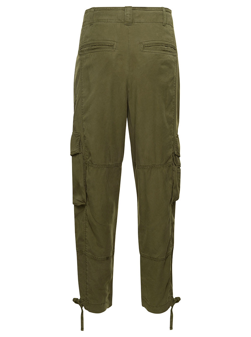 Shop Polo Ralph Lauren Green Cargo Tapered Pants With Drawstring In Lyocell Blend Woman
