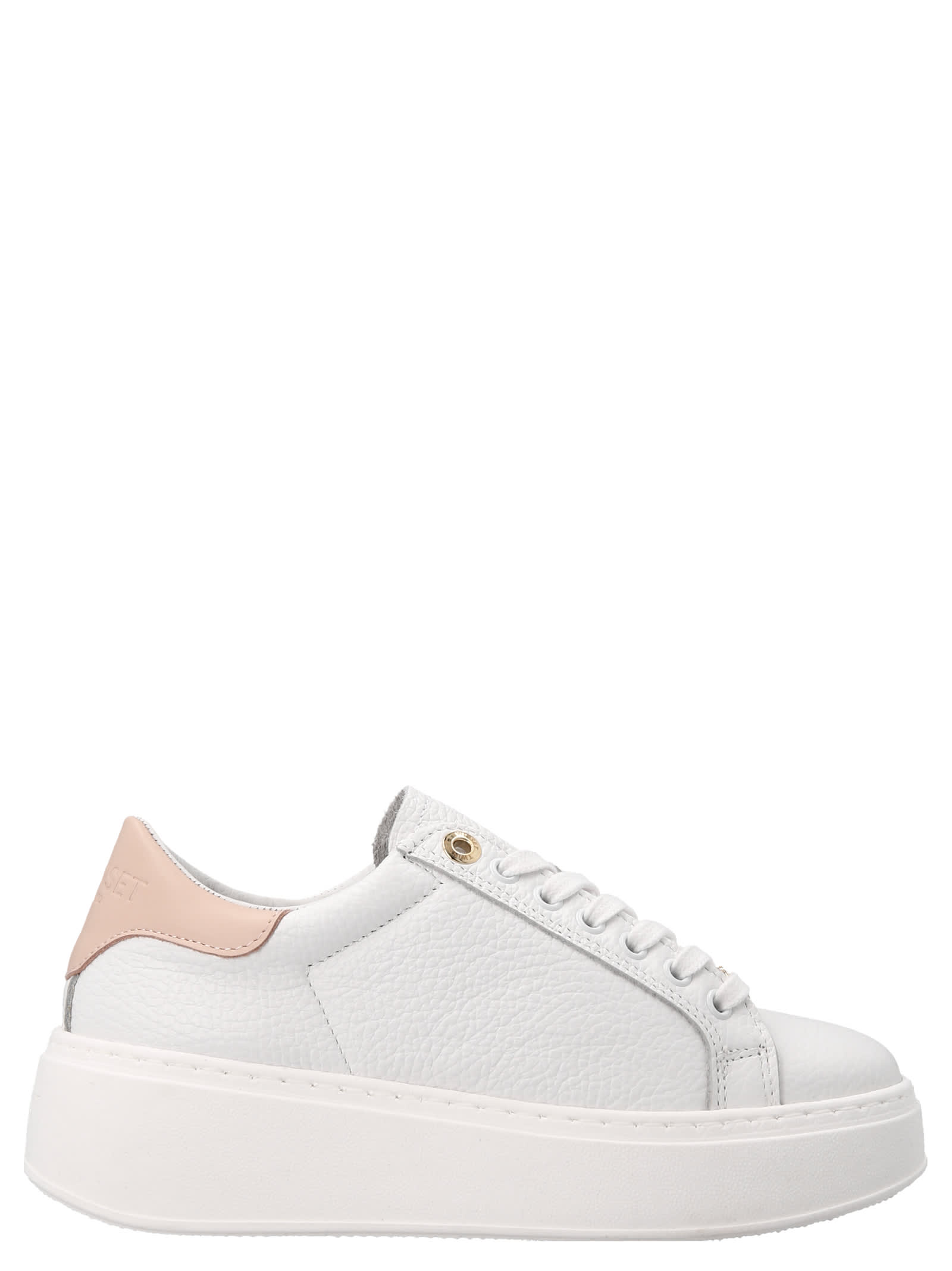 Twinset Logo Leather Sneakers In Pink