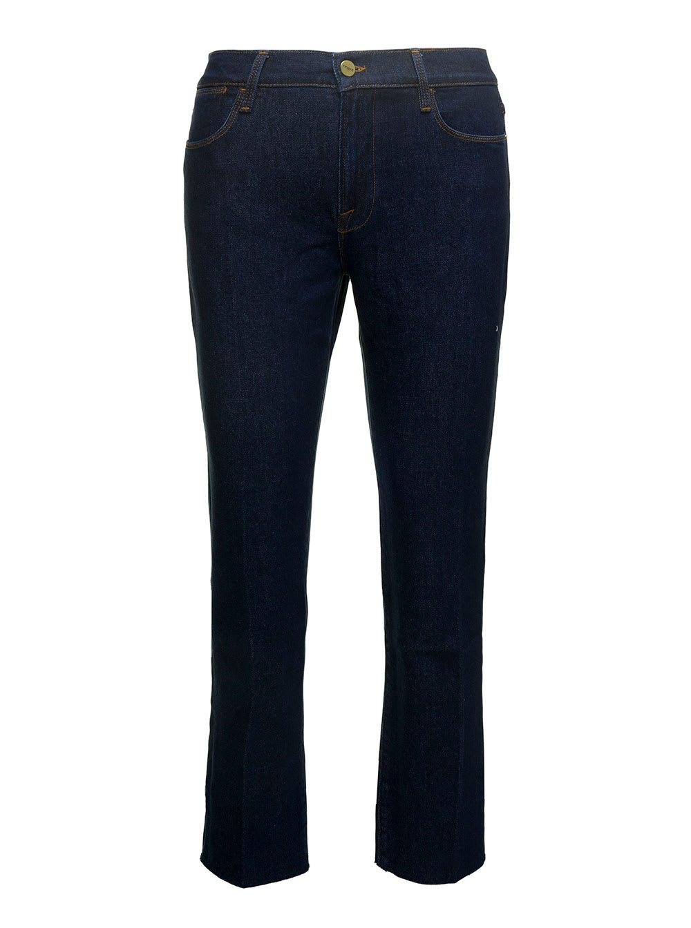 Frame Blue Jeans With Raw Edge In Cotton Blend Denim Woman
