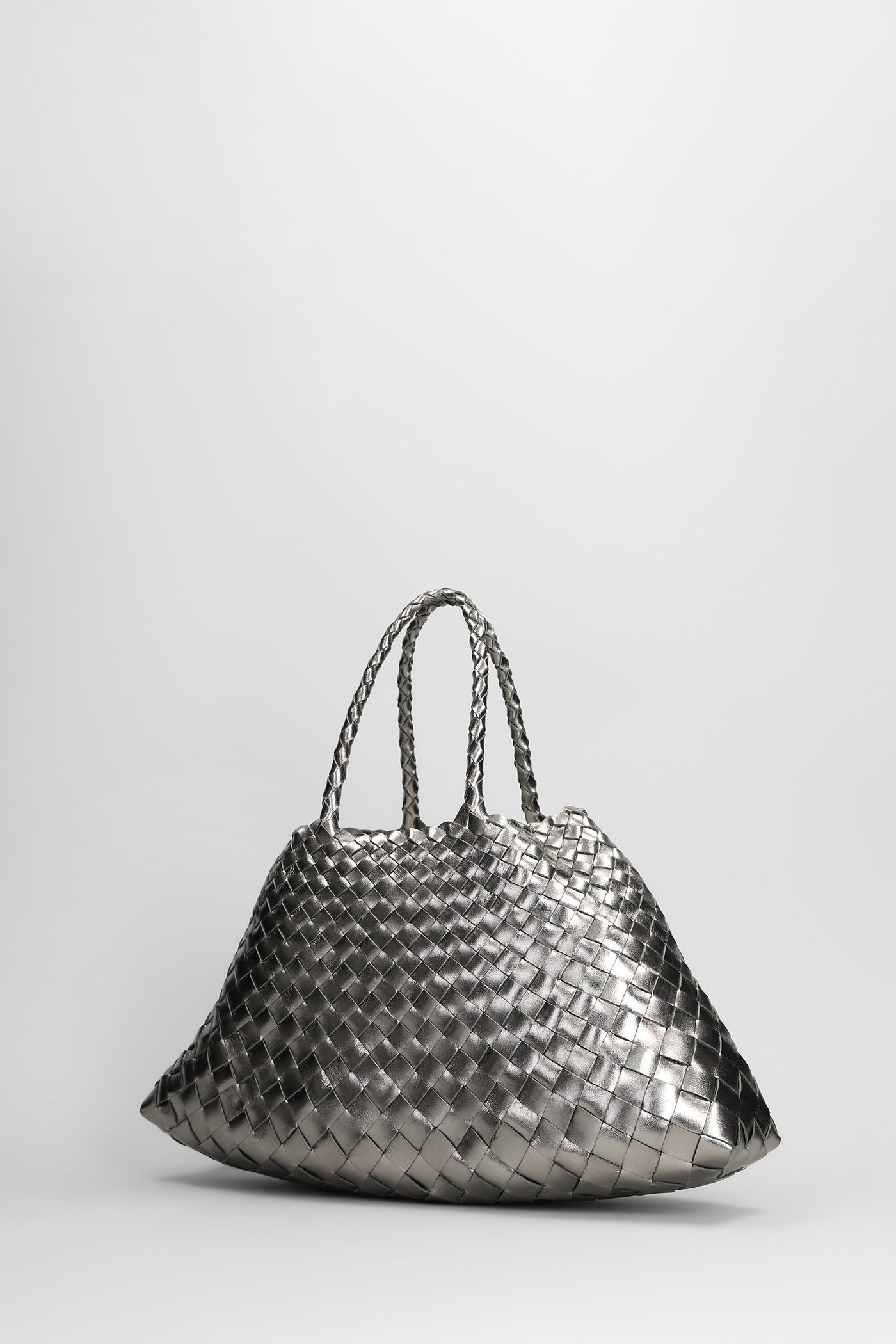 Dragon Diffusion Santa Croce Small Tote In Gunmetal Leather In Gray