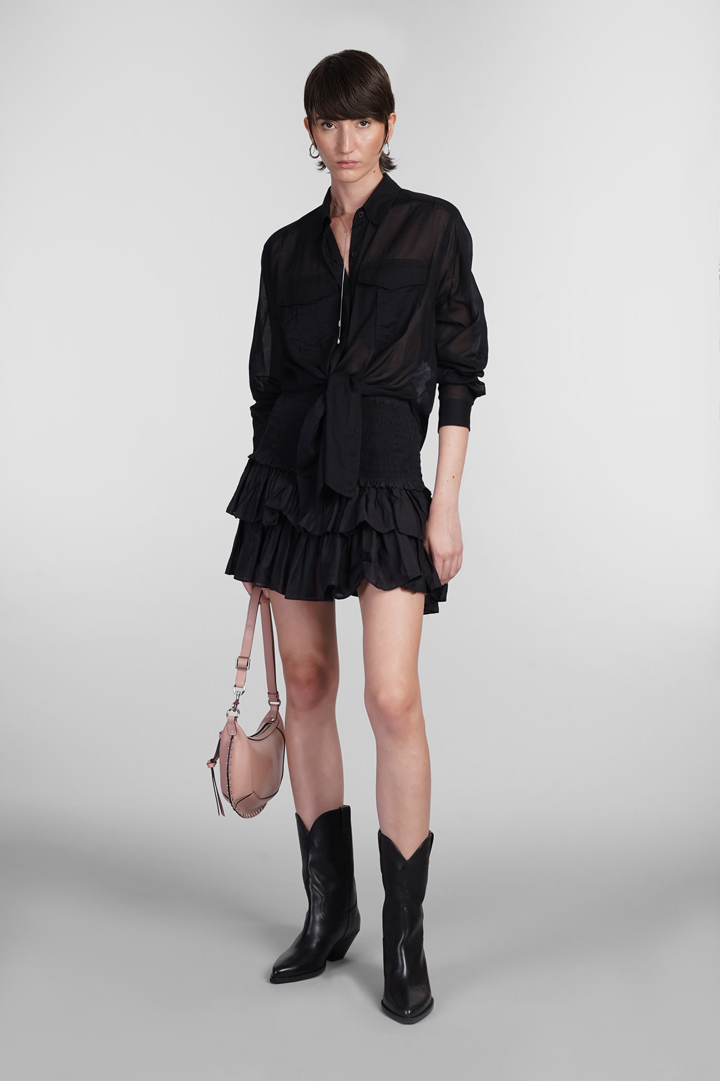 MARANT ETOILE NATH SHIRT IN BLACK COTTON 