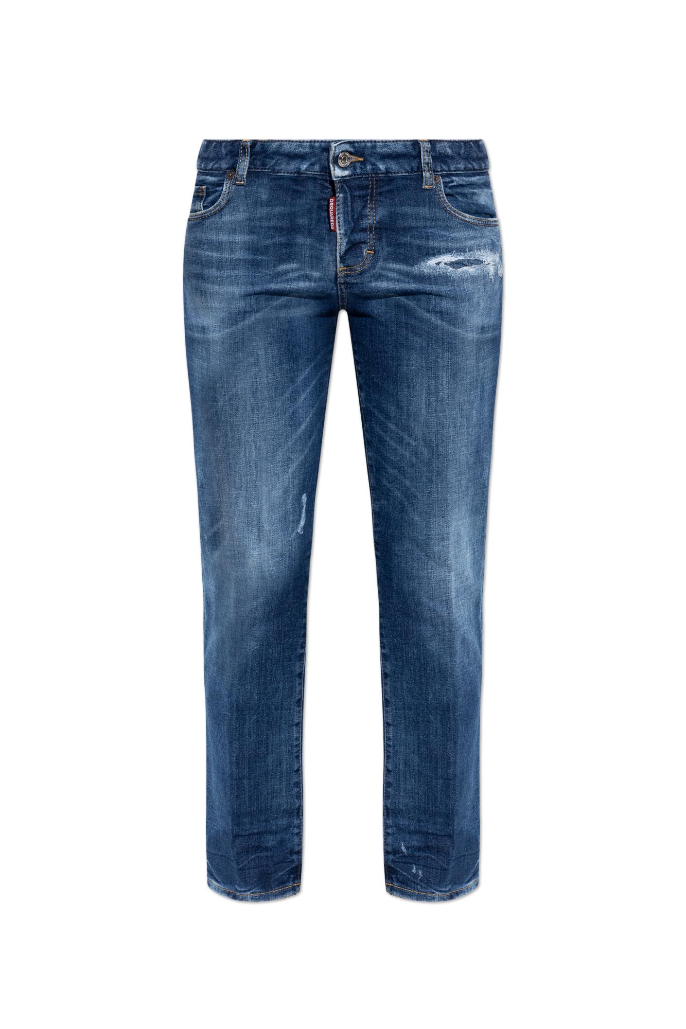 Dsquared2 Distressed Five-pocket Belt Loop Trousers In Blue