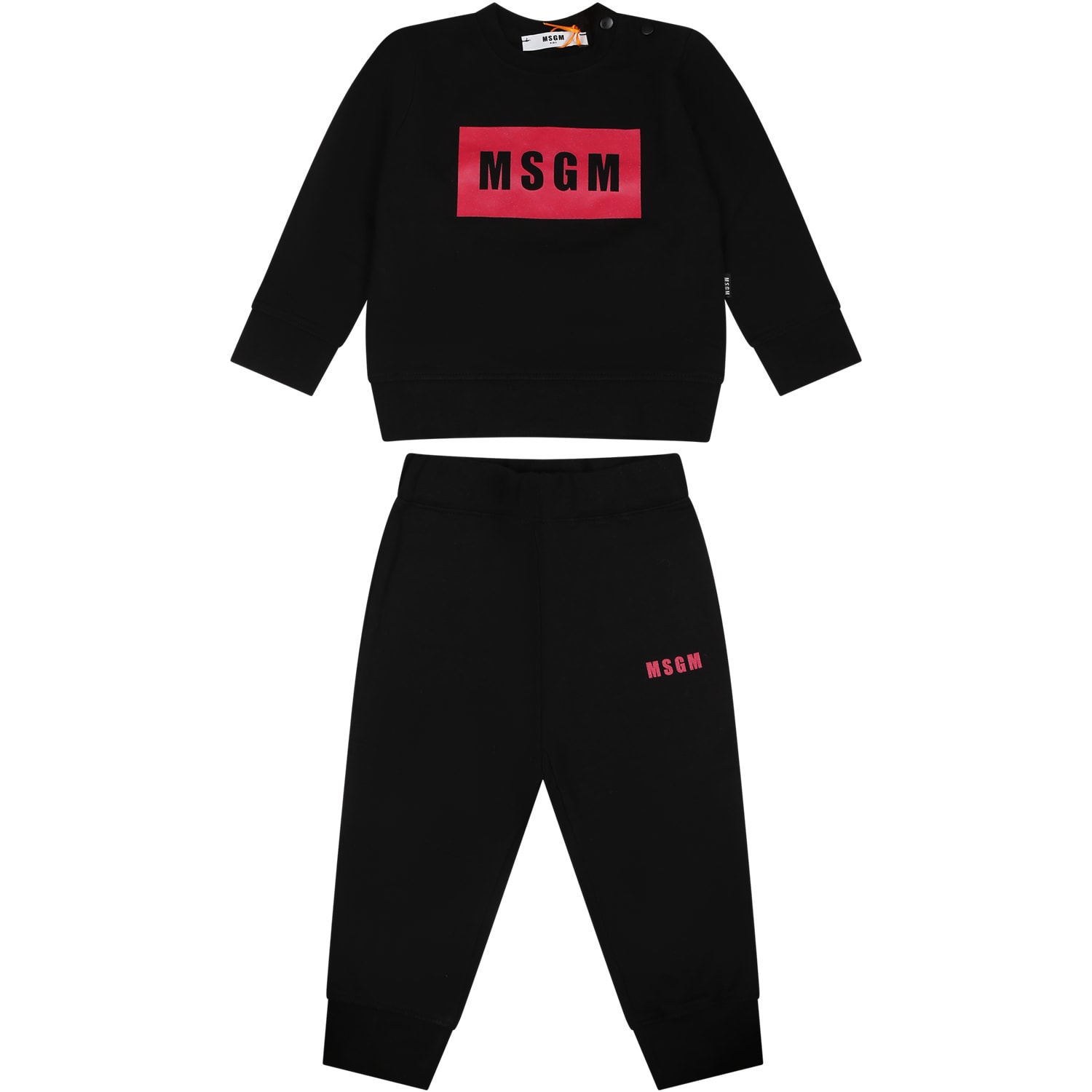 Shop Msgm Black Suit For Baby Girl With Logo