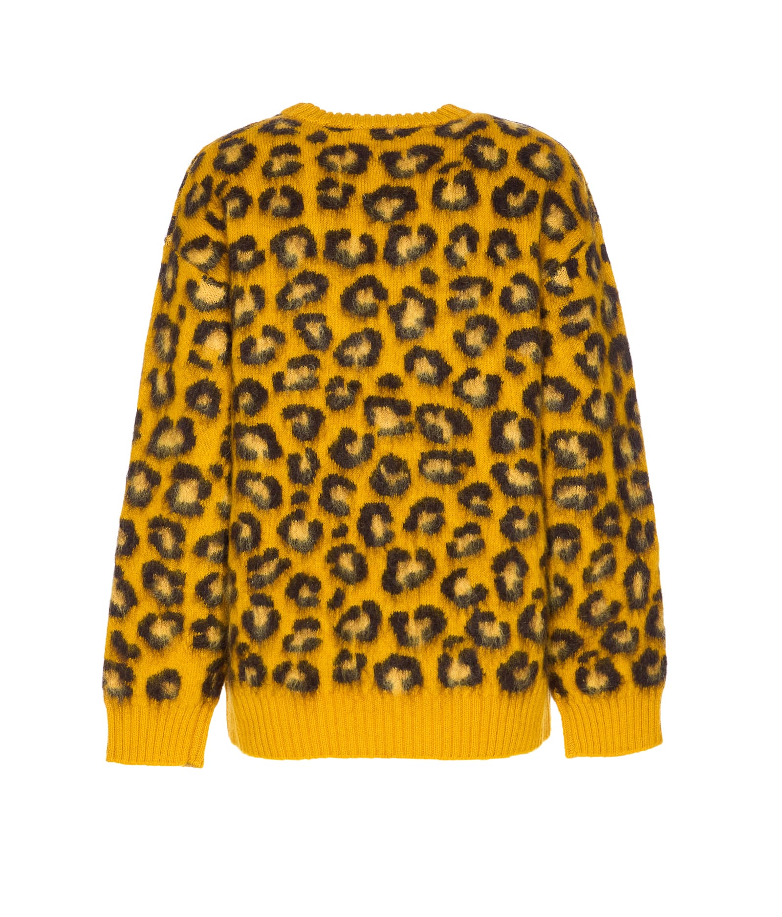 Bottega Veneta Leopard Printed Crewneck Jumper In Yellow