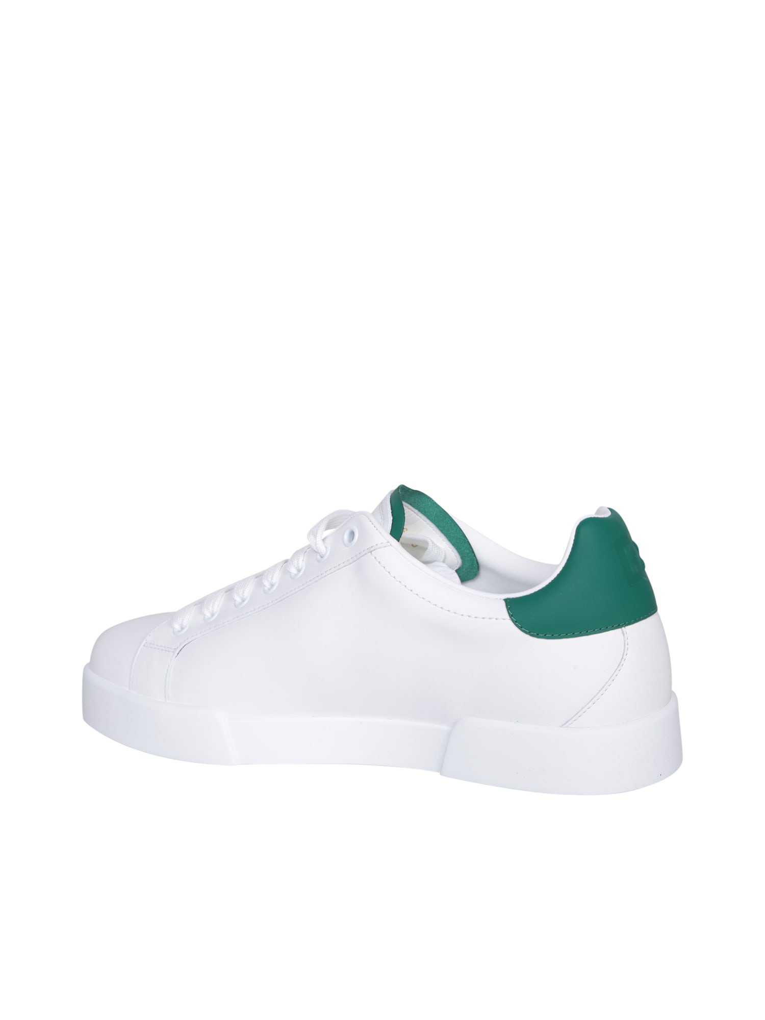 Shop Dolce & Gabbana Portofino Light Sneakers White With Green Logo