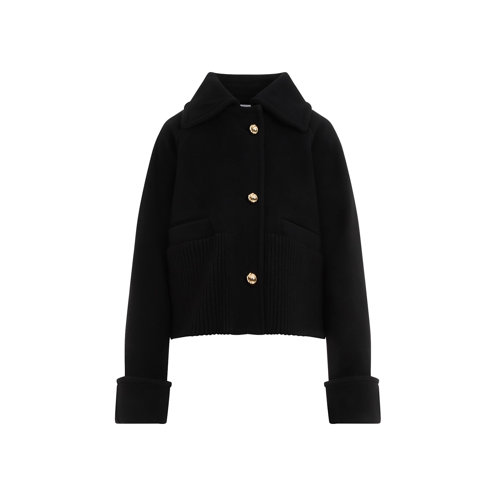 Shop Patou Rib Cropped Coat In B Black