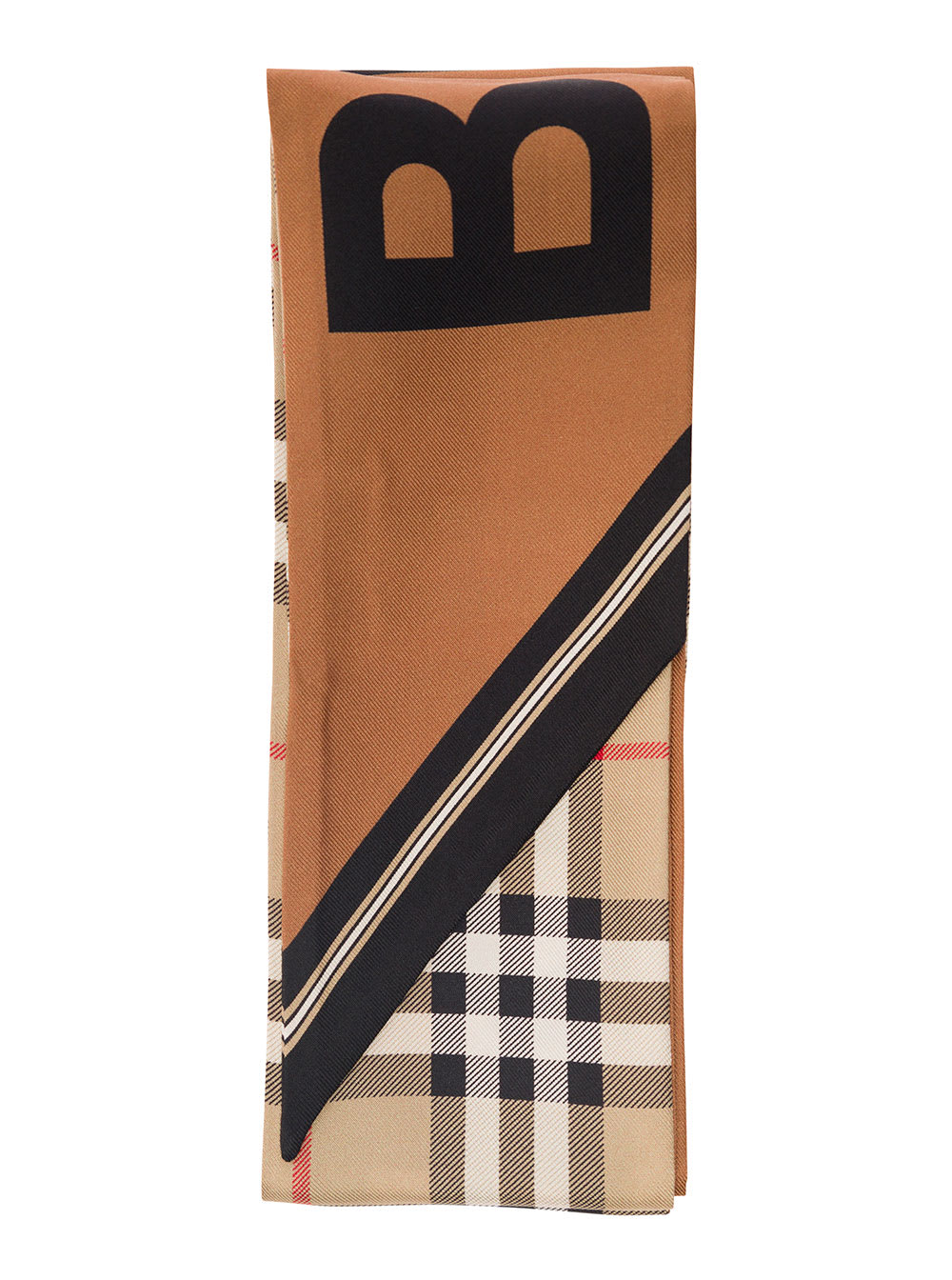 Burberry Beige Scarf With Vintage Check Motif And Logo Lettering Print In Cashmere Woman