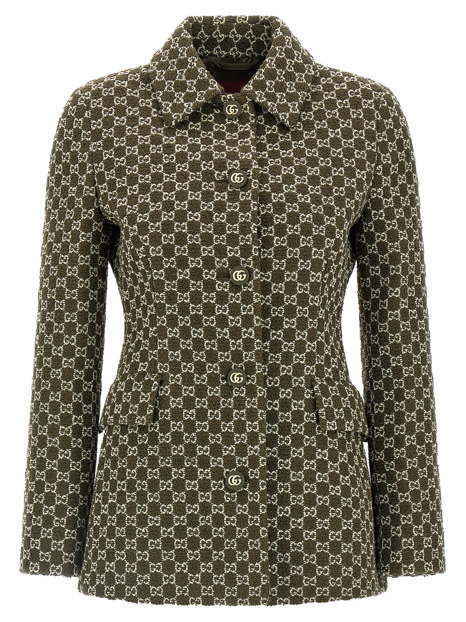 Gucci Gg Bouclé Blazer In Green