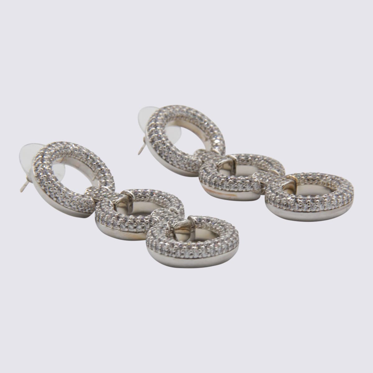 Self-portrait Multi-hoop Drop Earrings Featuring Rhinestone Accents In Brown