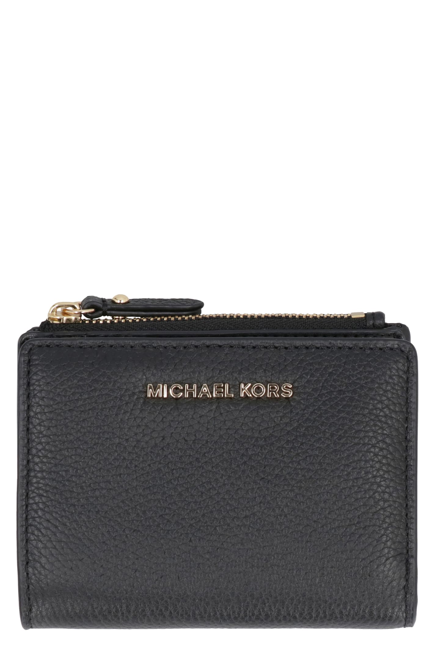 Michael Michael Kors Jet Set Grainy Leather Wallet In Black