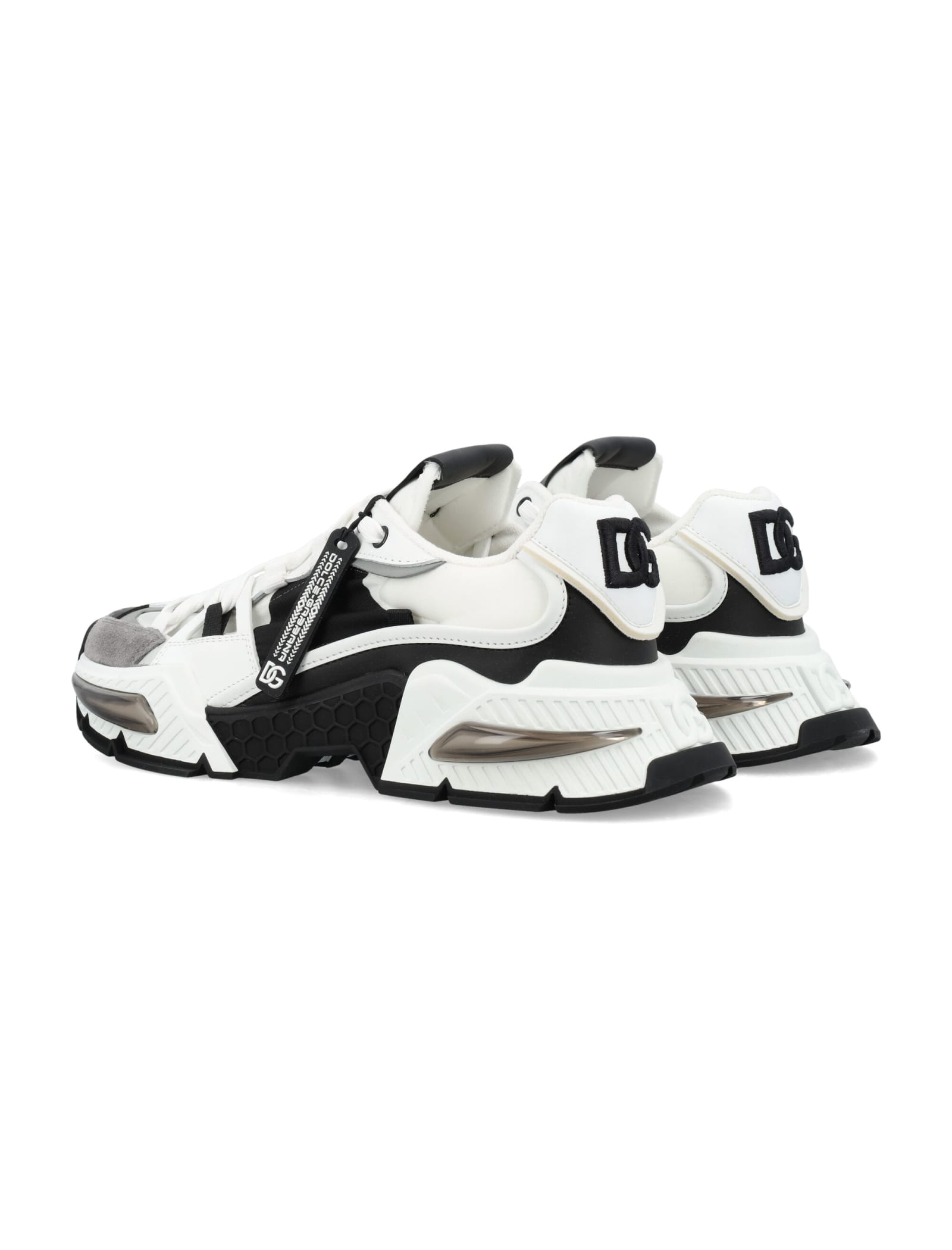 Shop Dolce & Gabbana Airmaster Mixed-material Sneakers In White/black