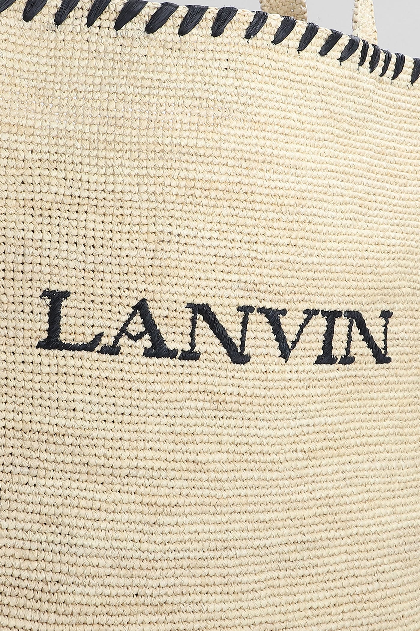 Shop Lanvin Tote In Beige Raffia