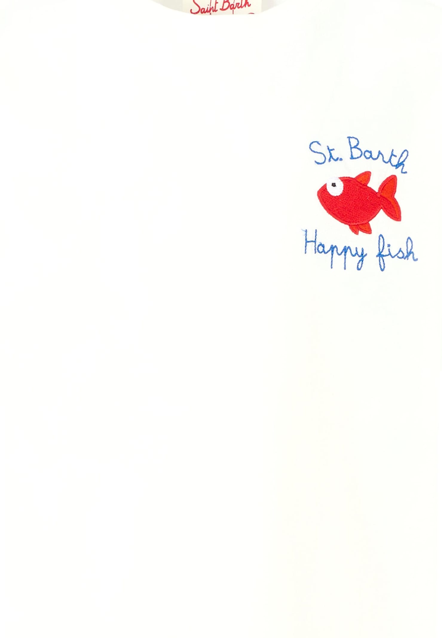 Mc2 Saint Barth White T-shirt For Boy With Red Fish In White