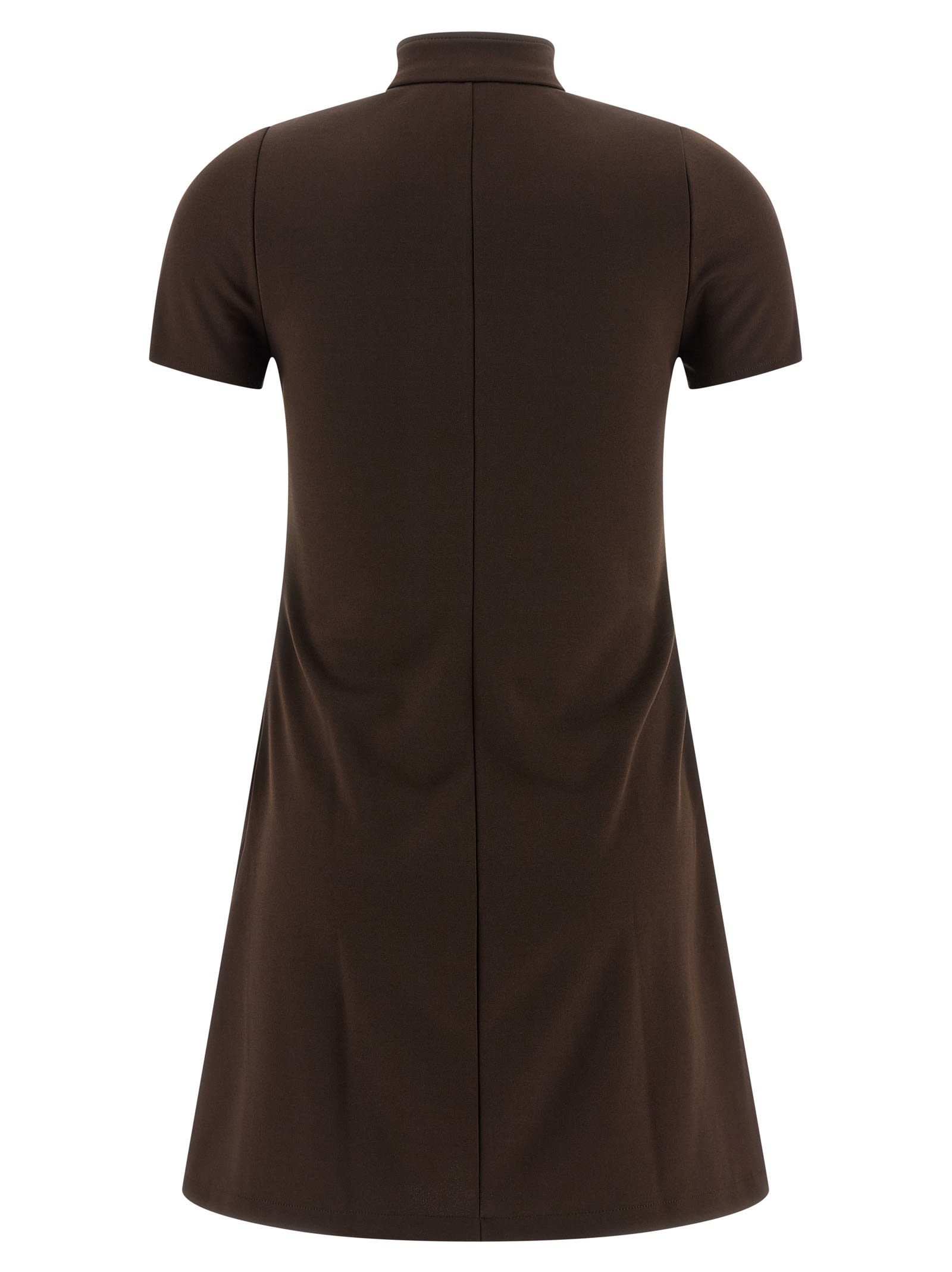 Courrèges Interlock Jersey Zip-up Minidress In Brown