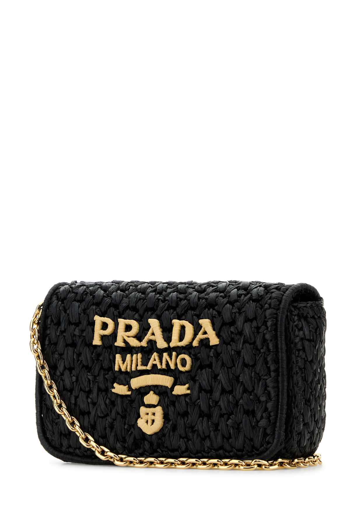 Shop Prada Black Raffia Crossbody Bag In Neroc