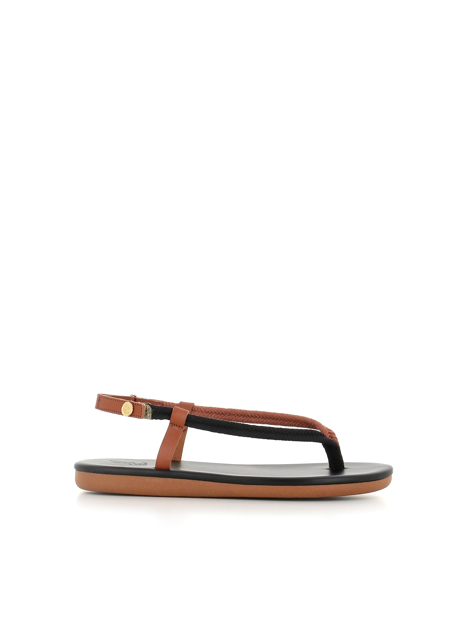 Shop Ancient Greek Sandals Sandal Zoi In Nero/cuoio