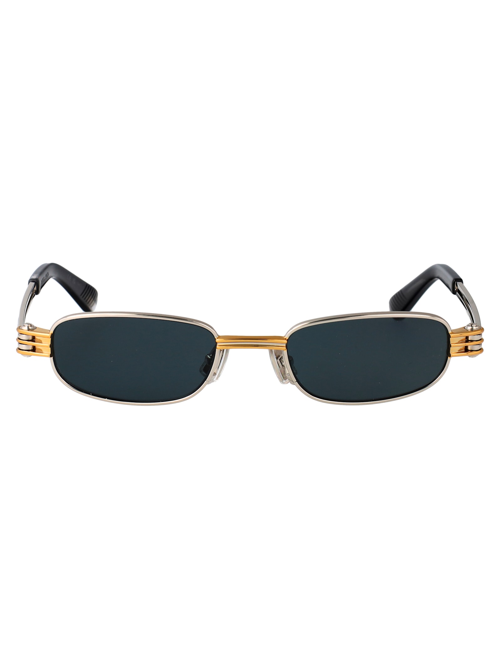 Bottega Veneta Bv1381s Linea Other 003 Silver Blue Sunglasses In Green