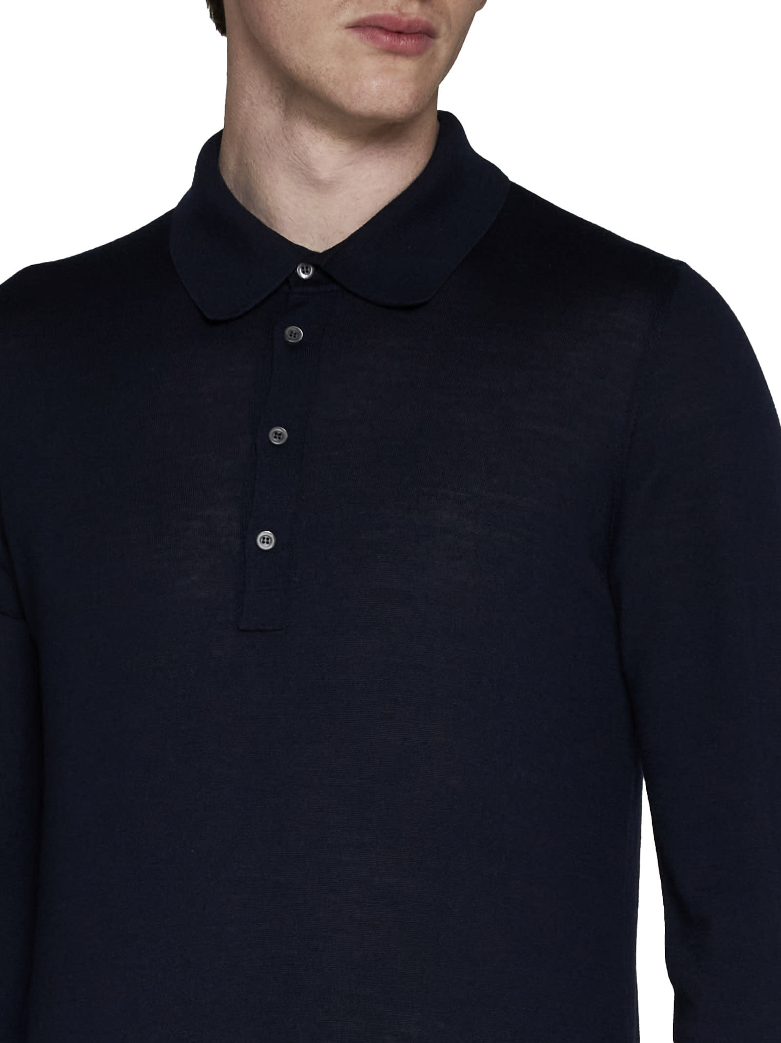 Shop Piacenza Cashmere Polo Shirt In Blue Navy