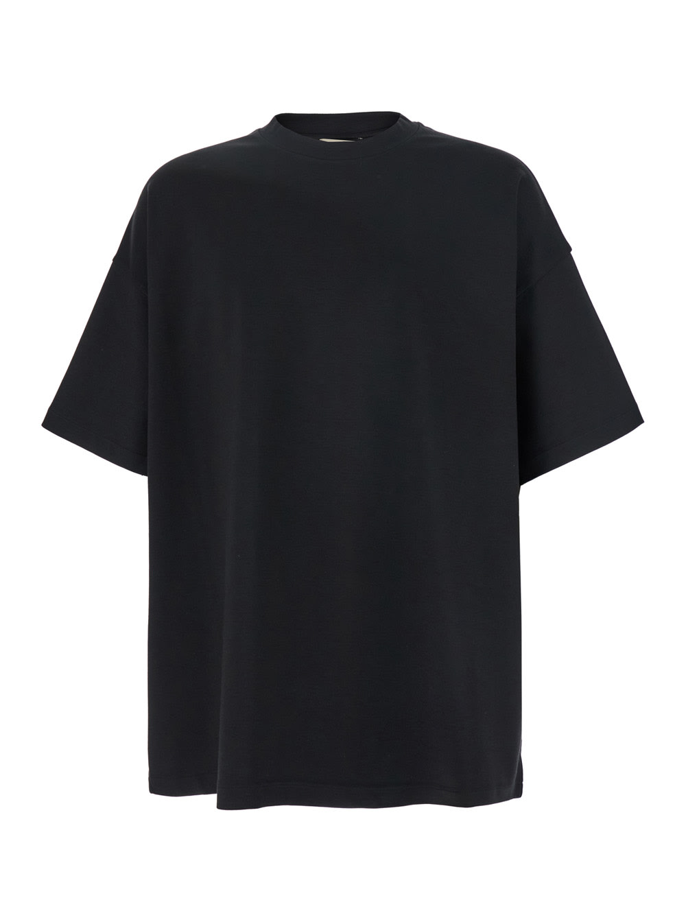 Shop Fear Of God Black T-shirt With Patch Logo On The Back In Cotton Man