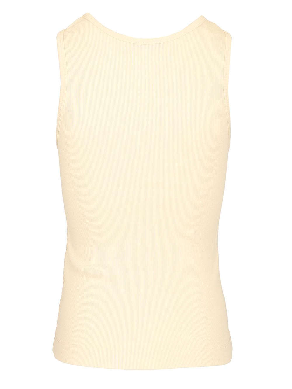 Shop Maison Kitsuné Ribbed Tank Top In Beige
