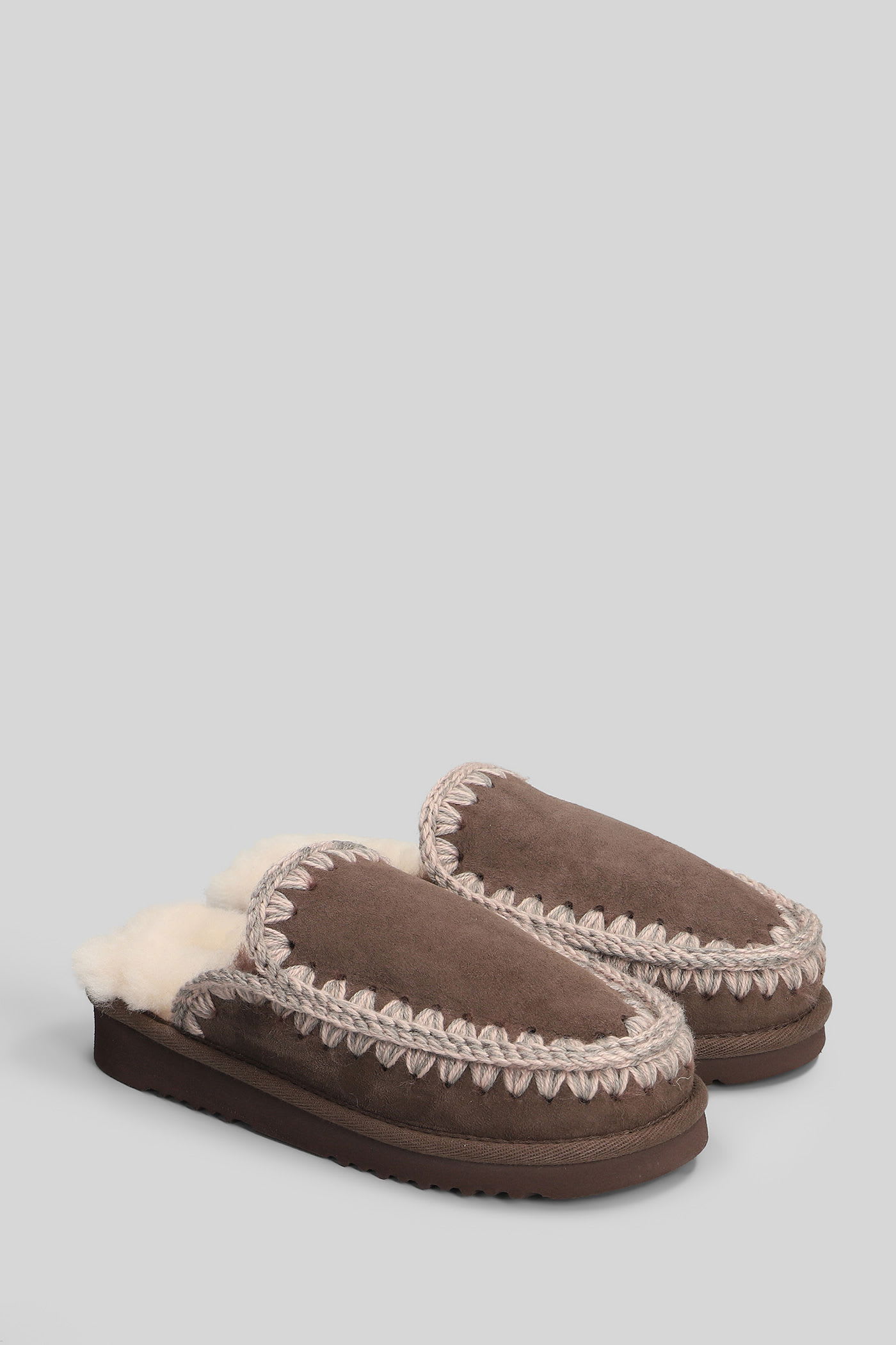 Mou Eskimo Slipper Slipper-mule In Brown Suede In Neutral