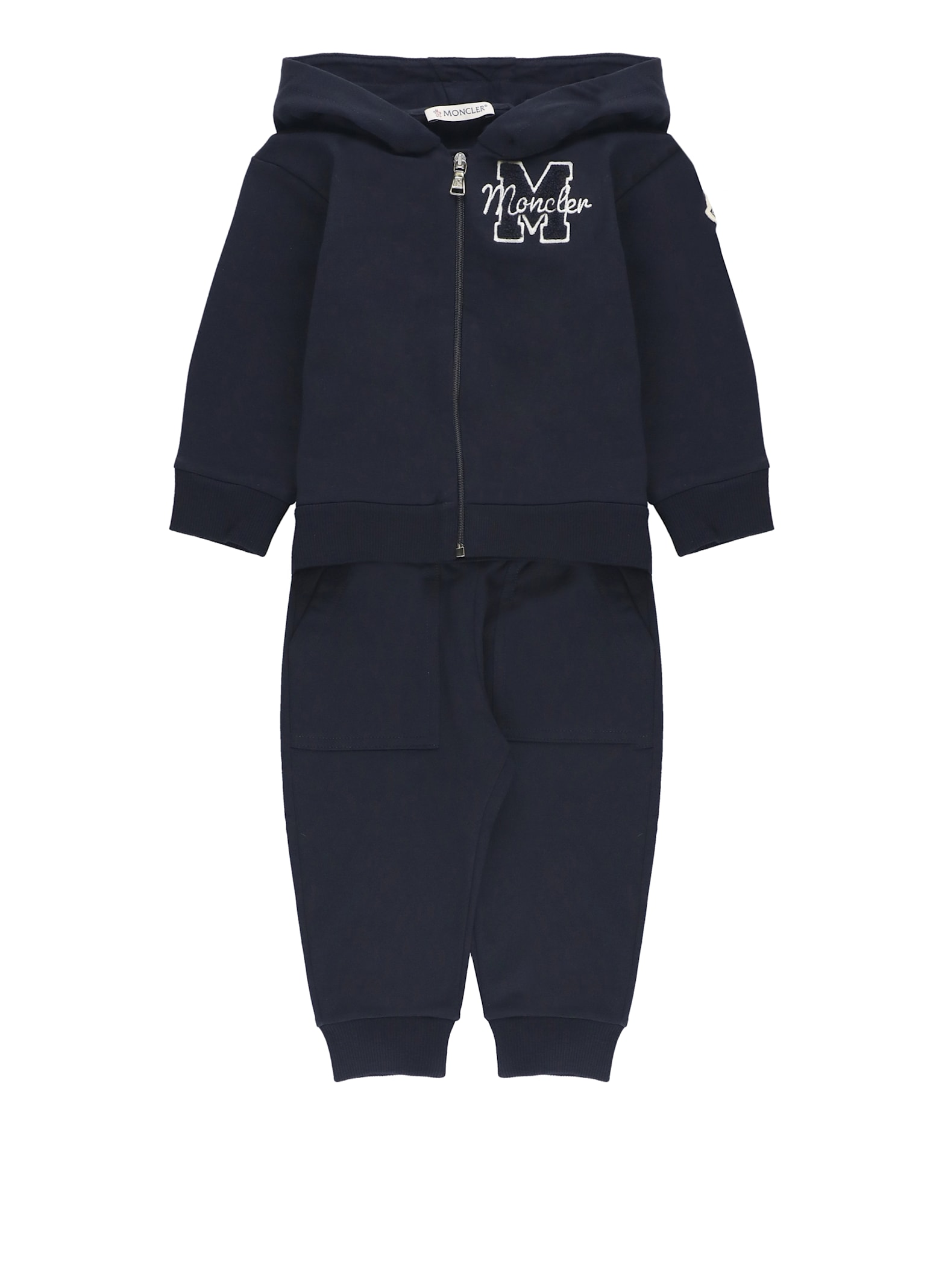 Moncler Two Pieces Jumpsuit With Logo In Blue