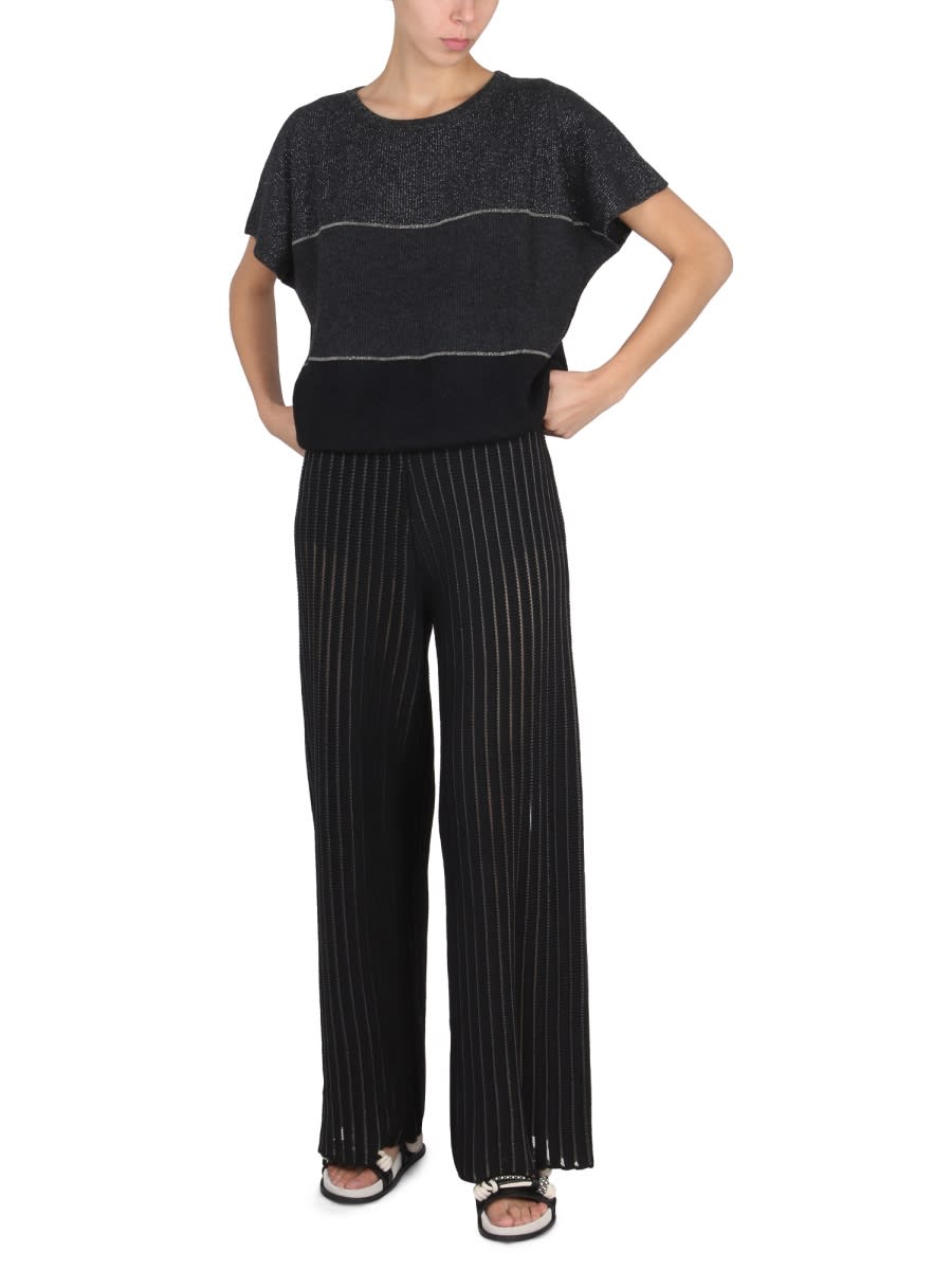 Fabiana Filippi Striped Wool T-shirt In Black