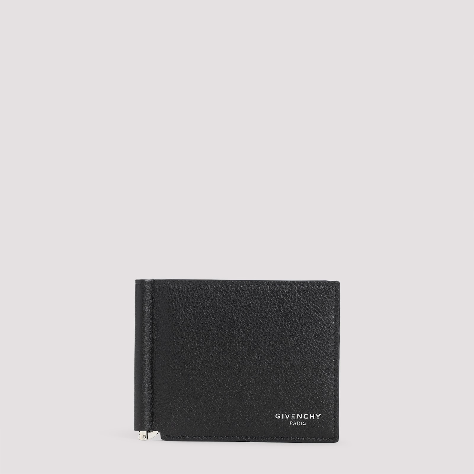 Givenchy Embossed Logo Bill Clip Leather Wallet In Black