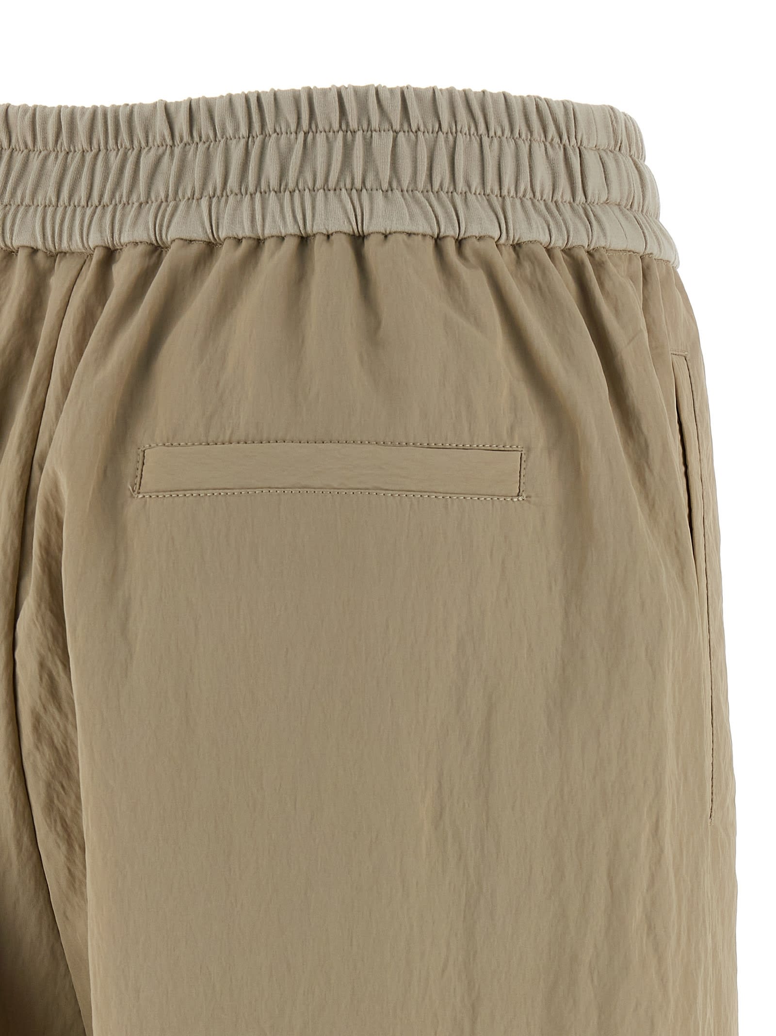 Brunello Cucinelli Wrinkled Viscose Trousers With Adjustable Drawstring In Neutral