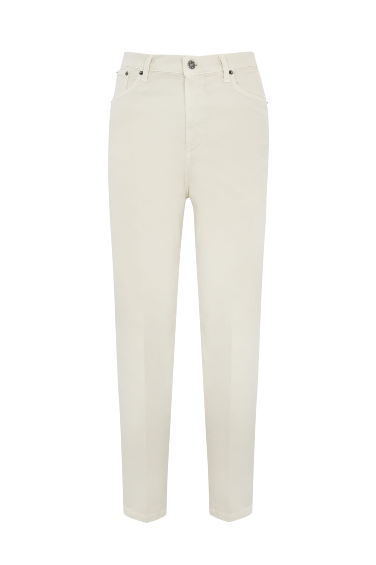 Dondup Bessie Loose Trousers In Cotton And Lyocell In Panna