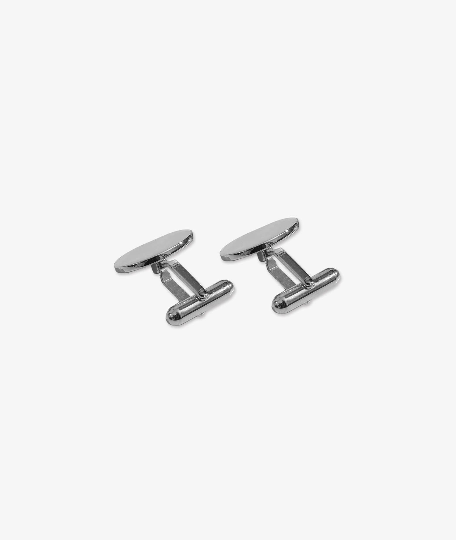 Shop Larusmiani Oval Plain Cufflinks Cufflinks In Silver