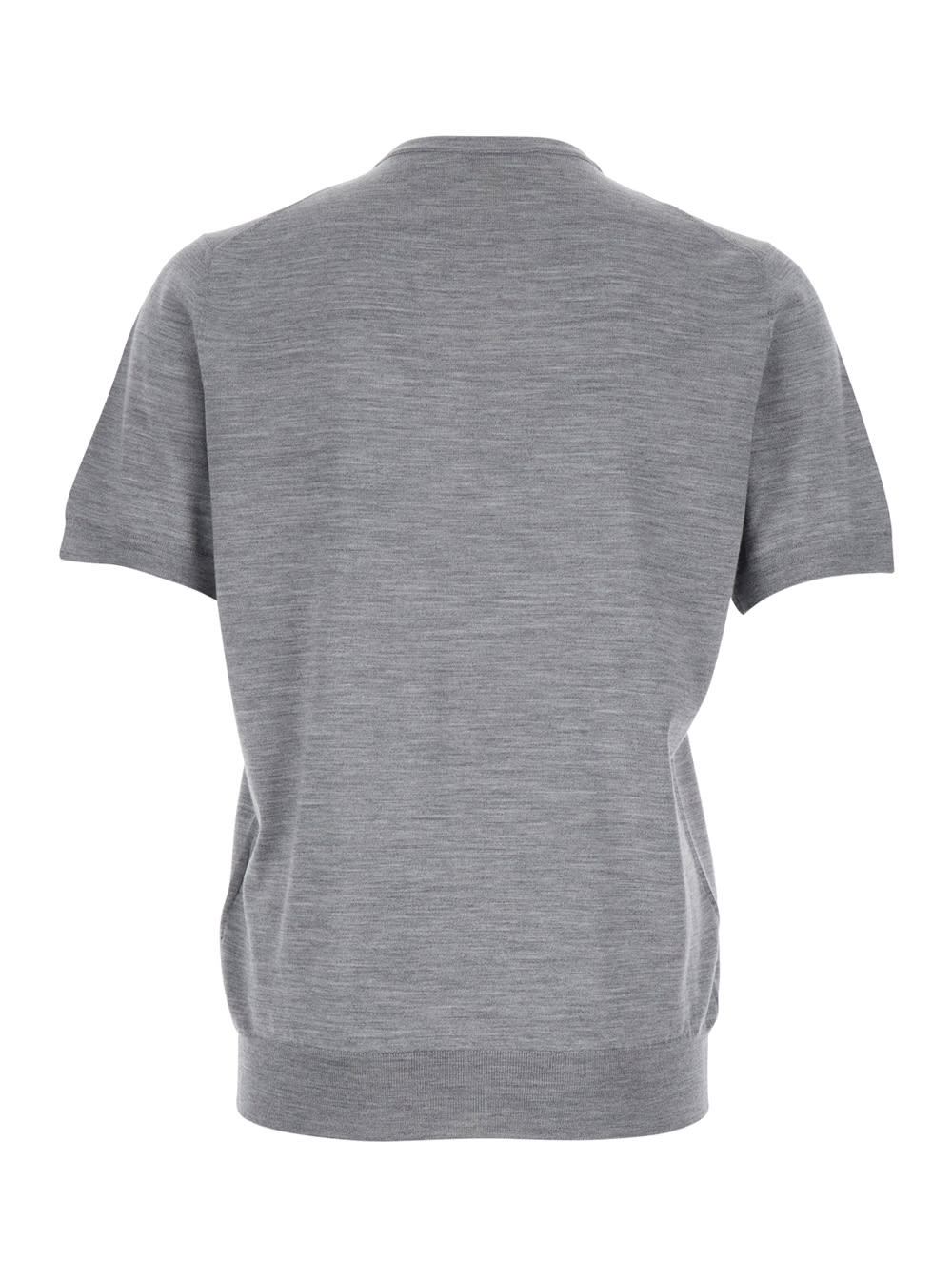 Lardini Grey Ribbed Crewneck Sweater In Wool And Silk Blend Man In Grey