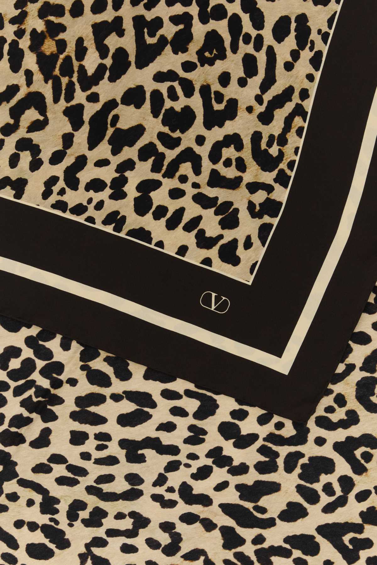 Valentino Animal Print Silk Foulard With Contrast Border