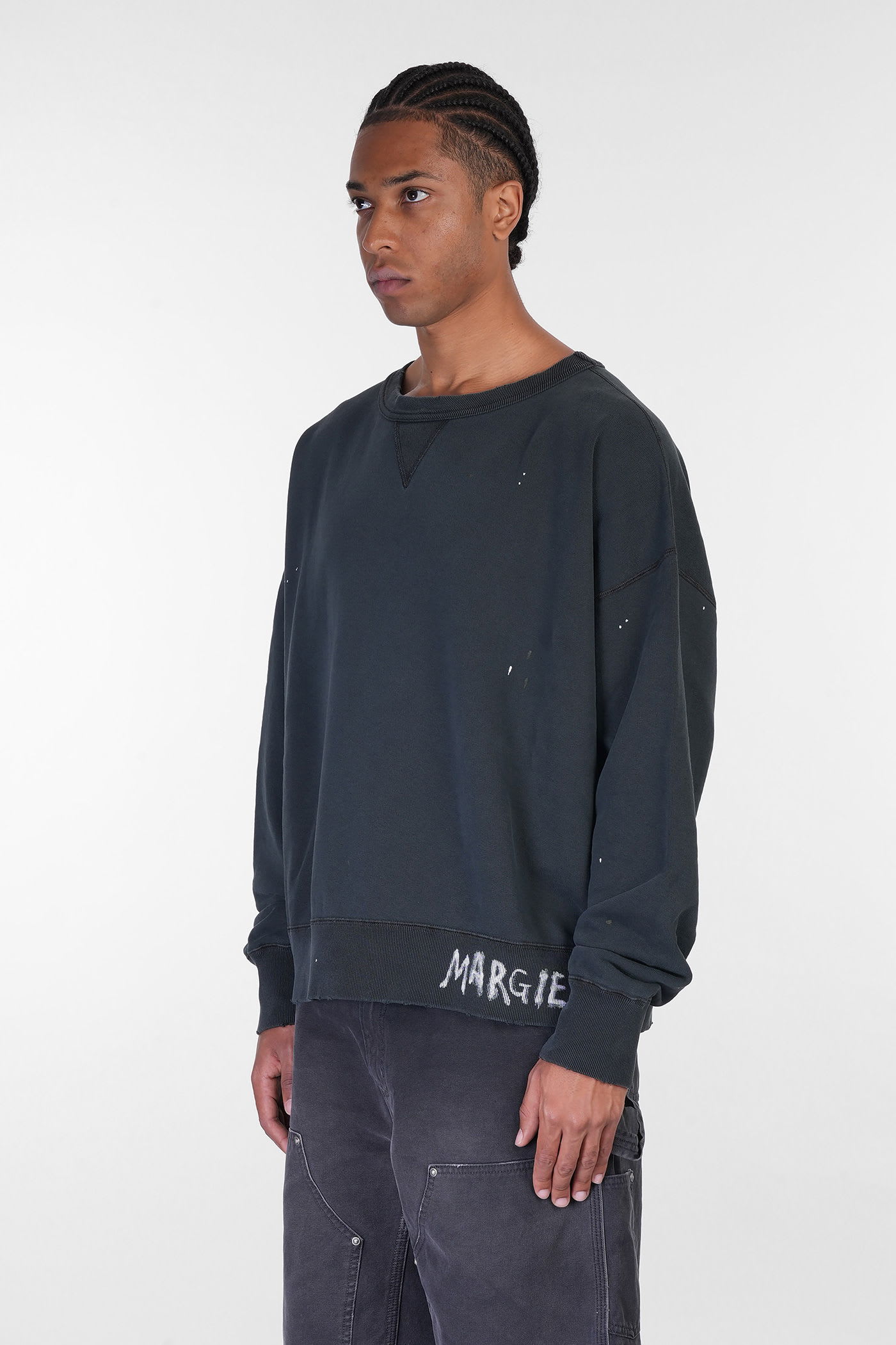 Maison Margiela Men Crewneck Sweatshirt With Distressed Details
