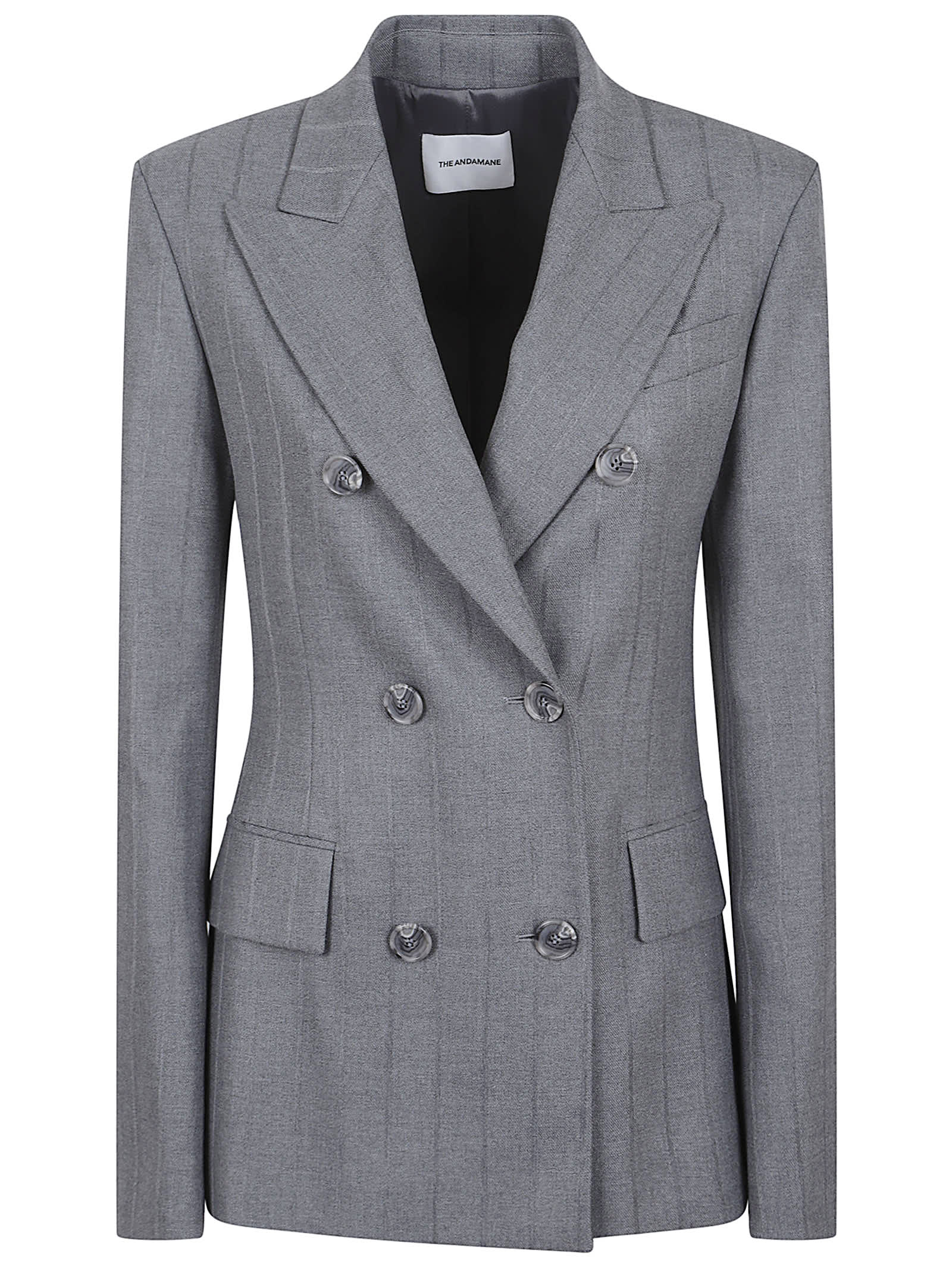 The Andamane Shannon - Double Breast Fitted Blazer In Gray