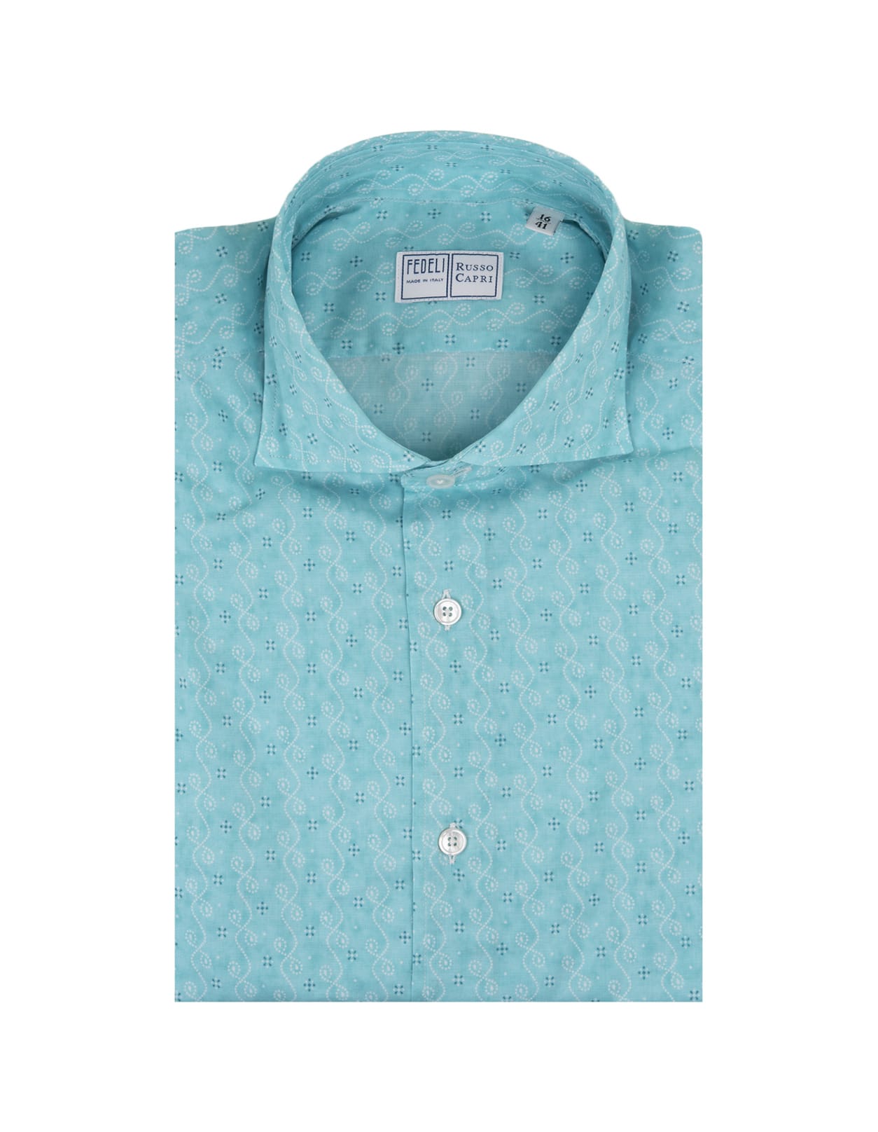 Shop Fedeli Light Blue Panamino Sean Shirt With Micro Pattern