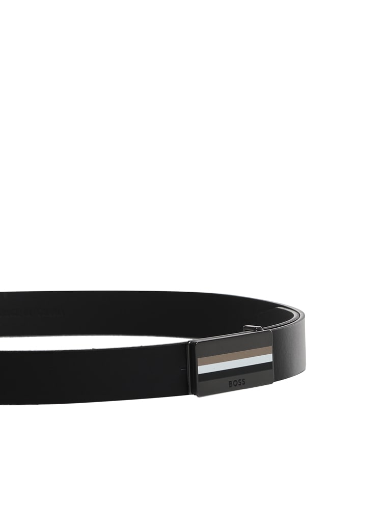 Shop Hugo Boss Belt In Calfskin In Black