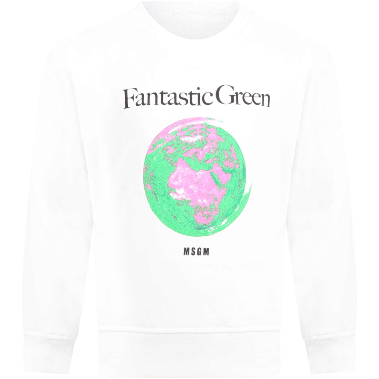 MSGM White Sweatshirt For Kids With Planet