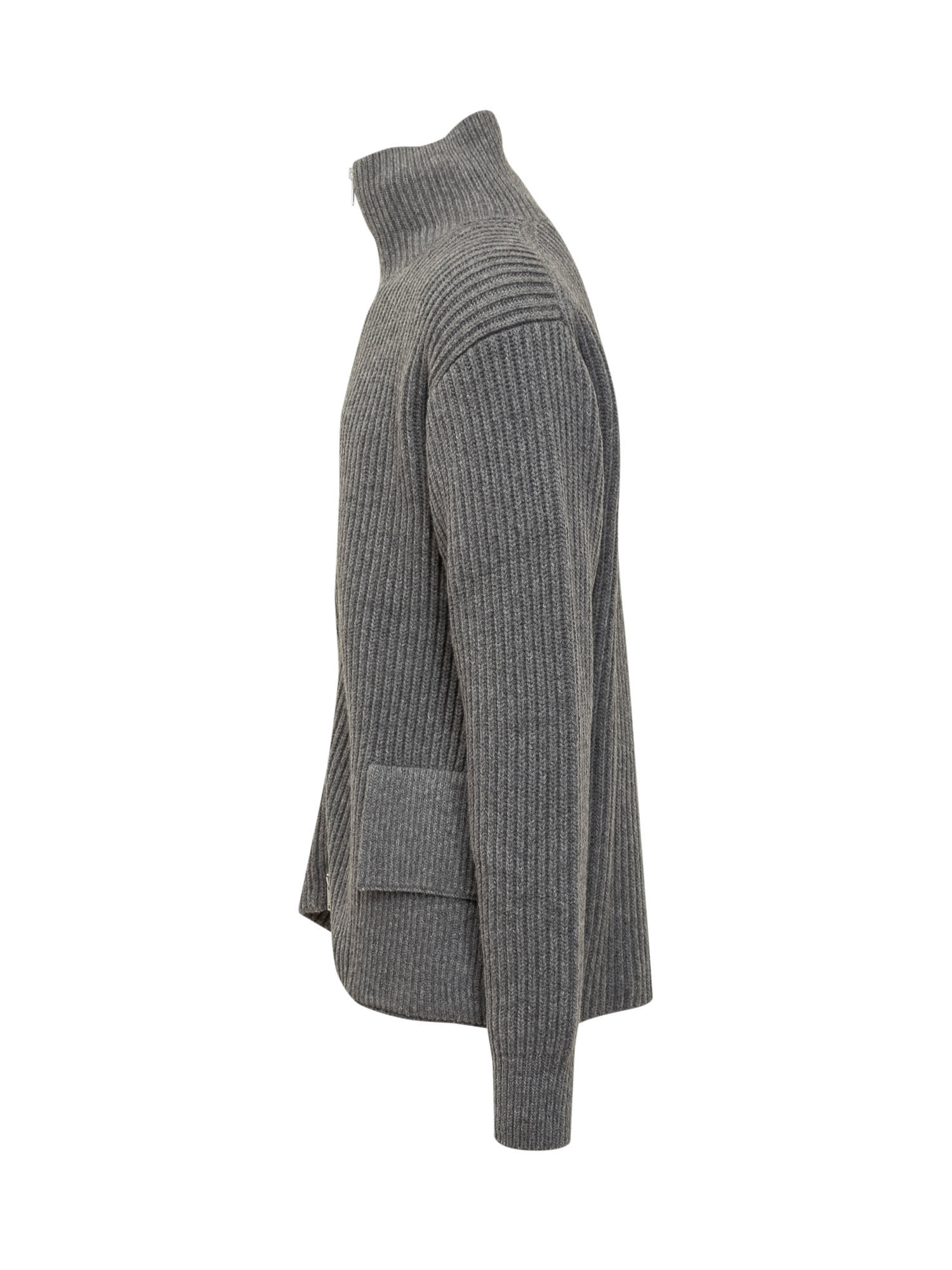 Shop Jil Sander Zip Up Cardigan In Silver Grey