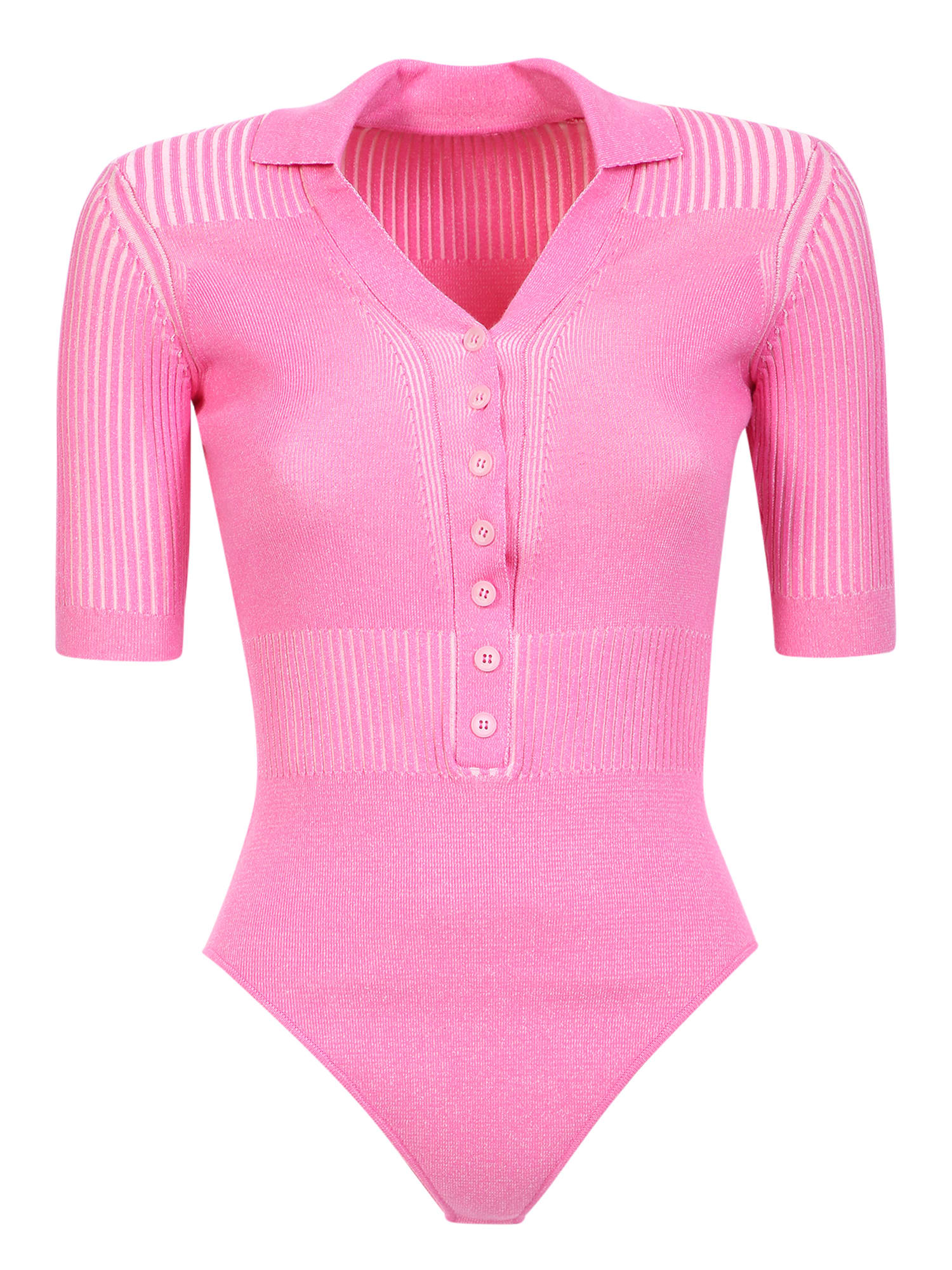 Jacquemus Le Body Yauco Polo Bodysuit In Pink