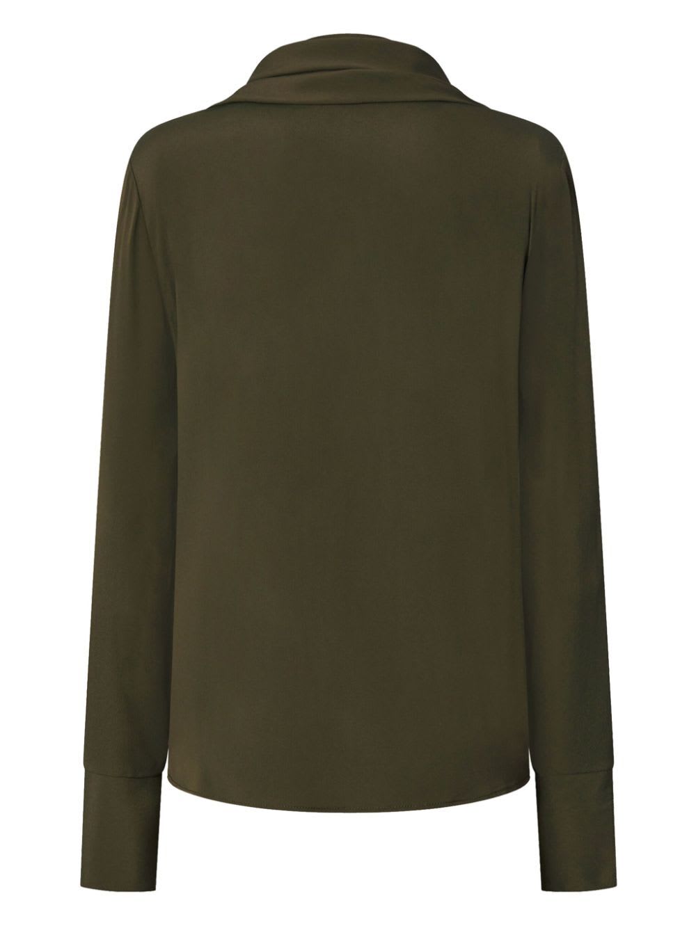 Shop Pinko Blok Crepe De Chine Bluse In Ivy Green